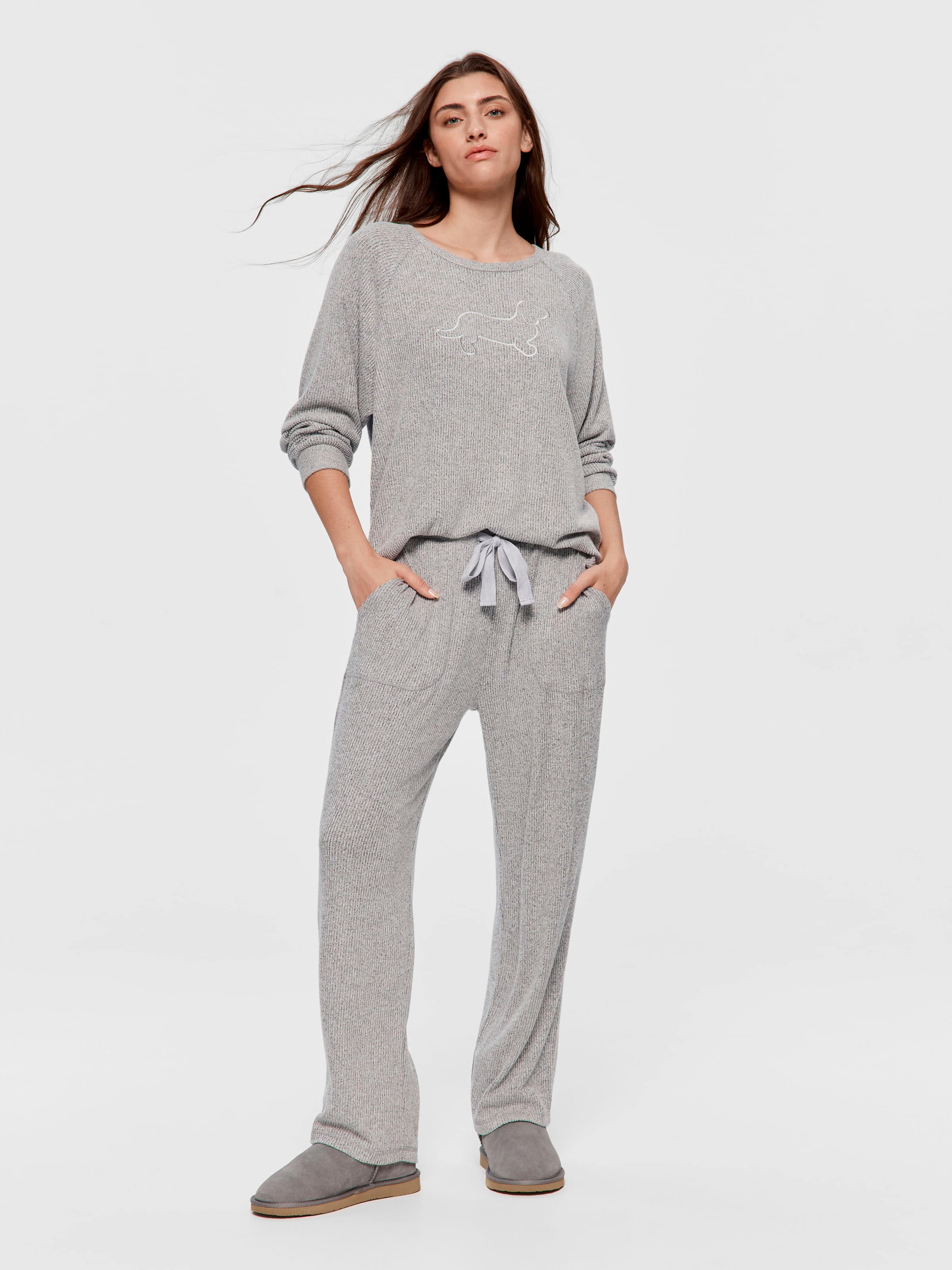 Brushed Rib Straight Leg Pj Pant