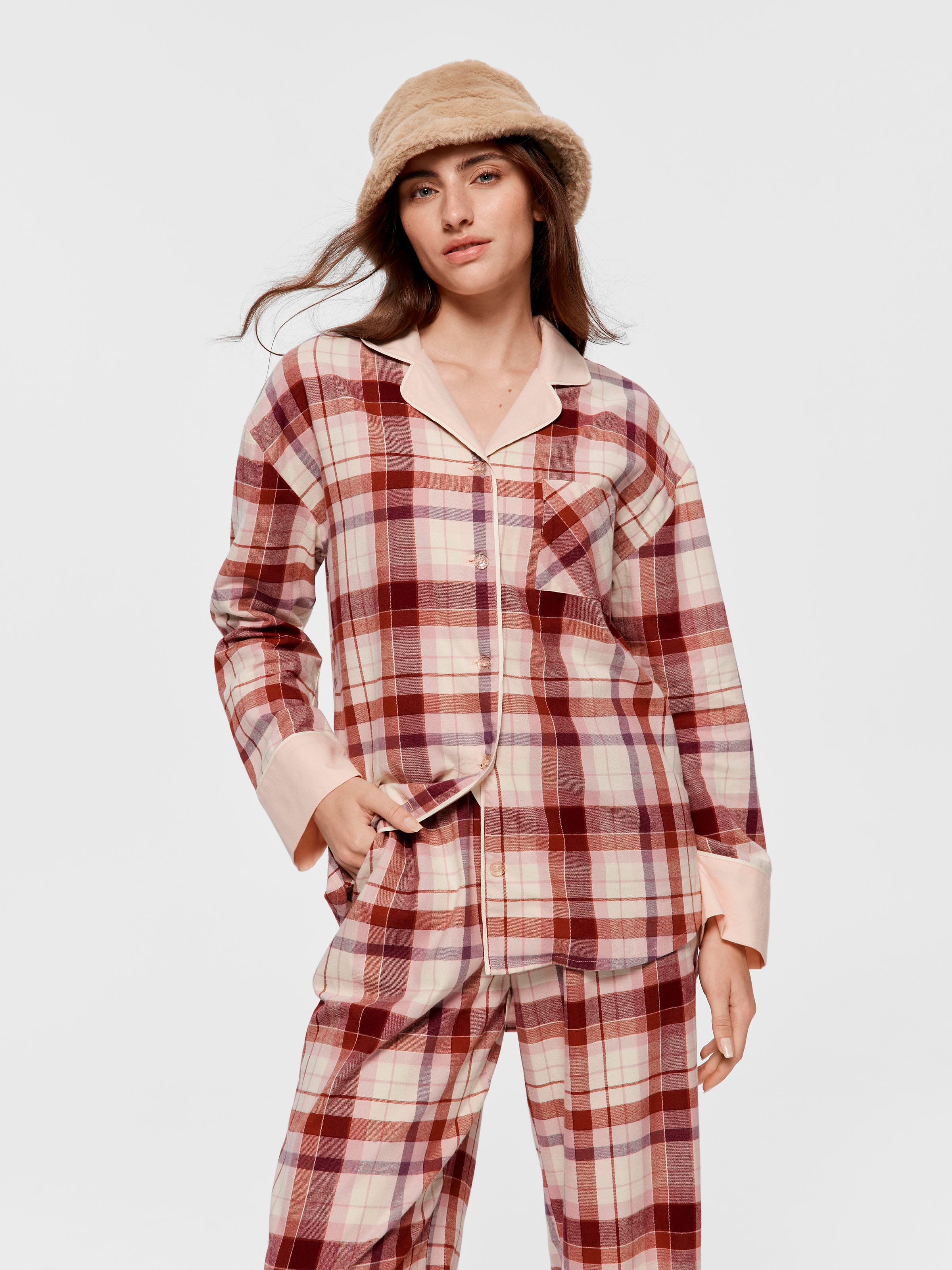 Cream Check Long Sleeve Shirt