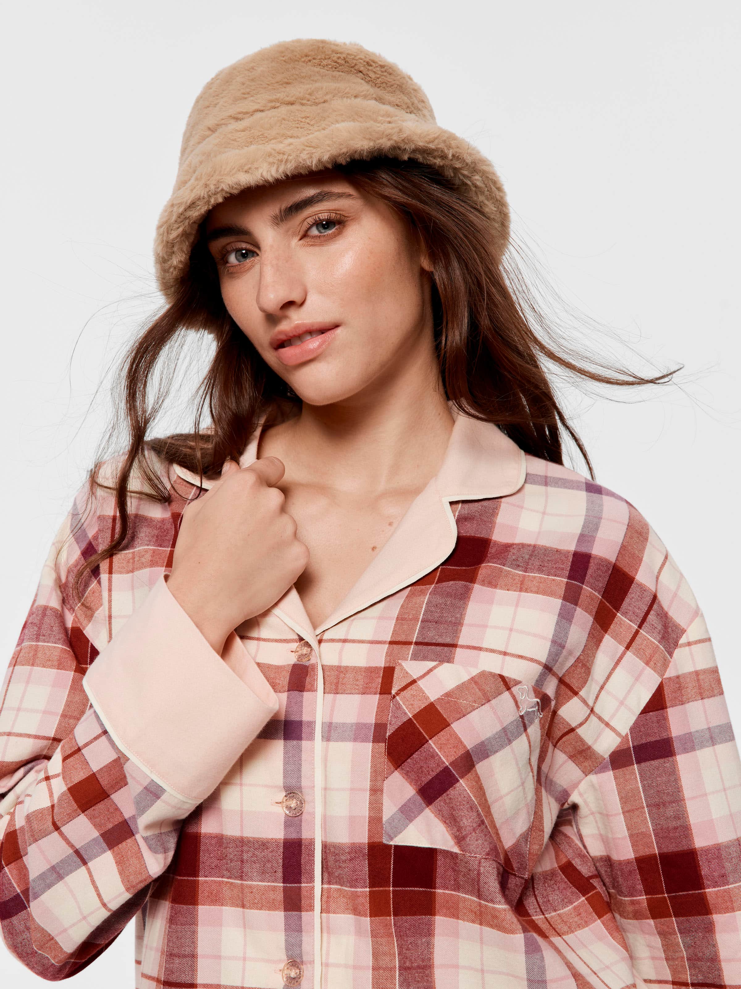 Cream Check Long Sleeve Shirt