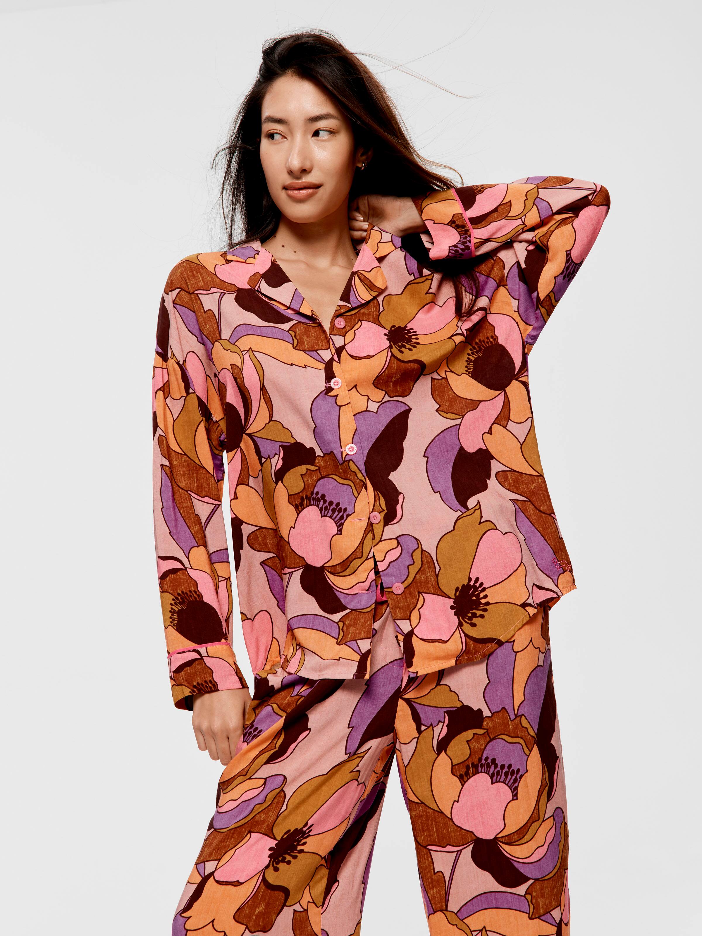 Retro Peony Long Pj Set