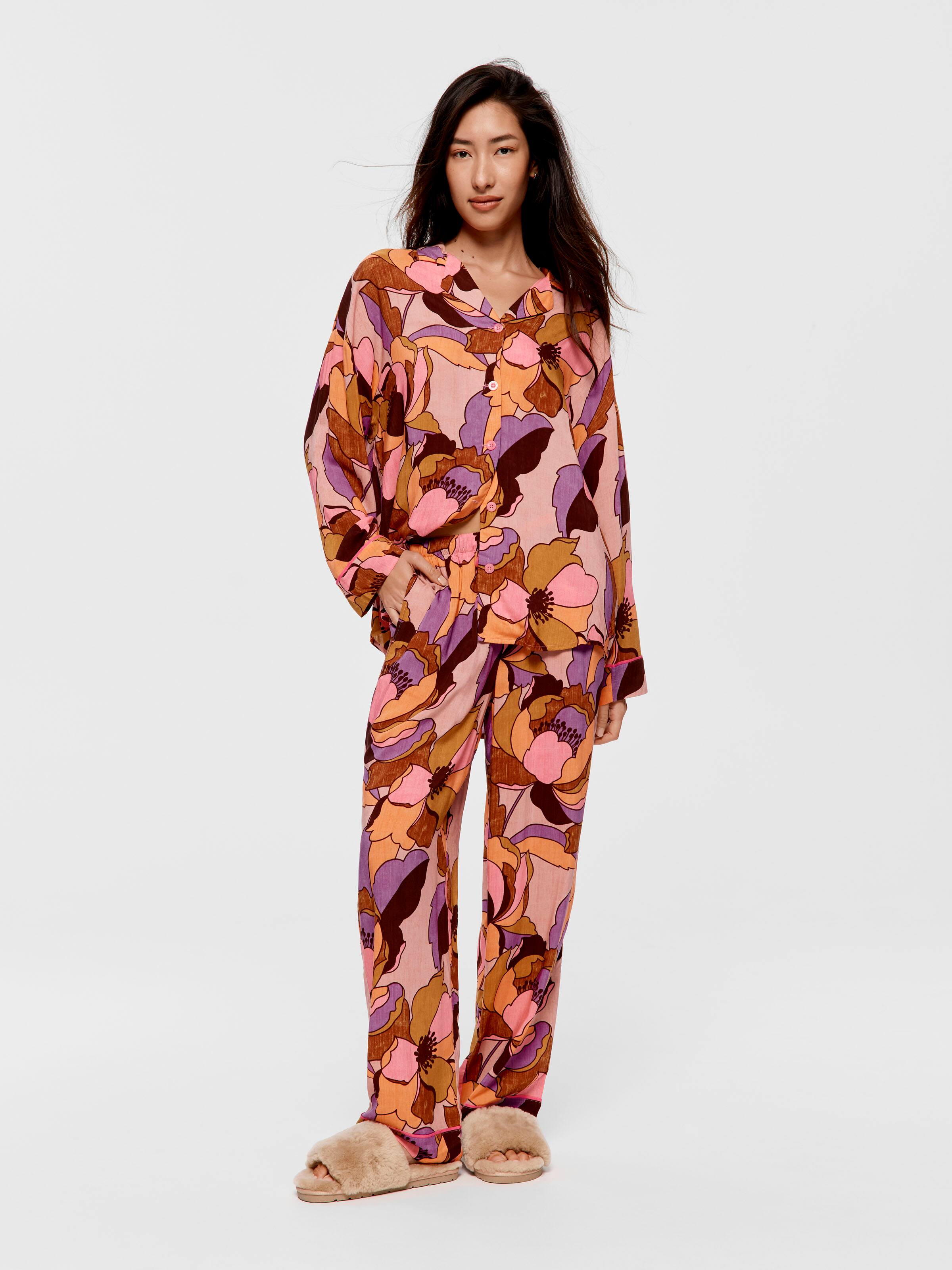 Retro Peony Long Pj Set