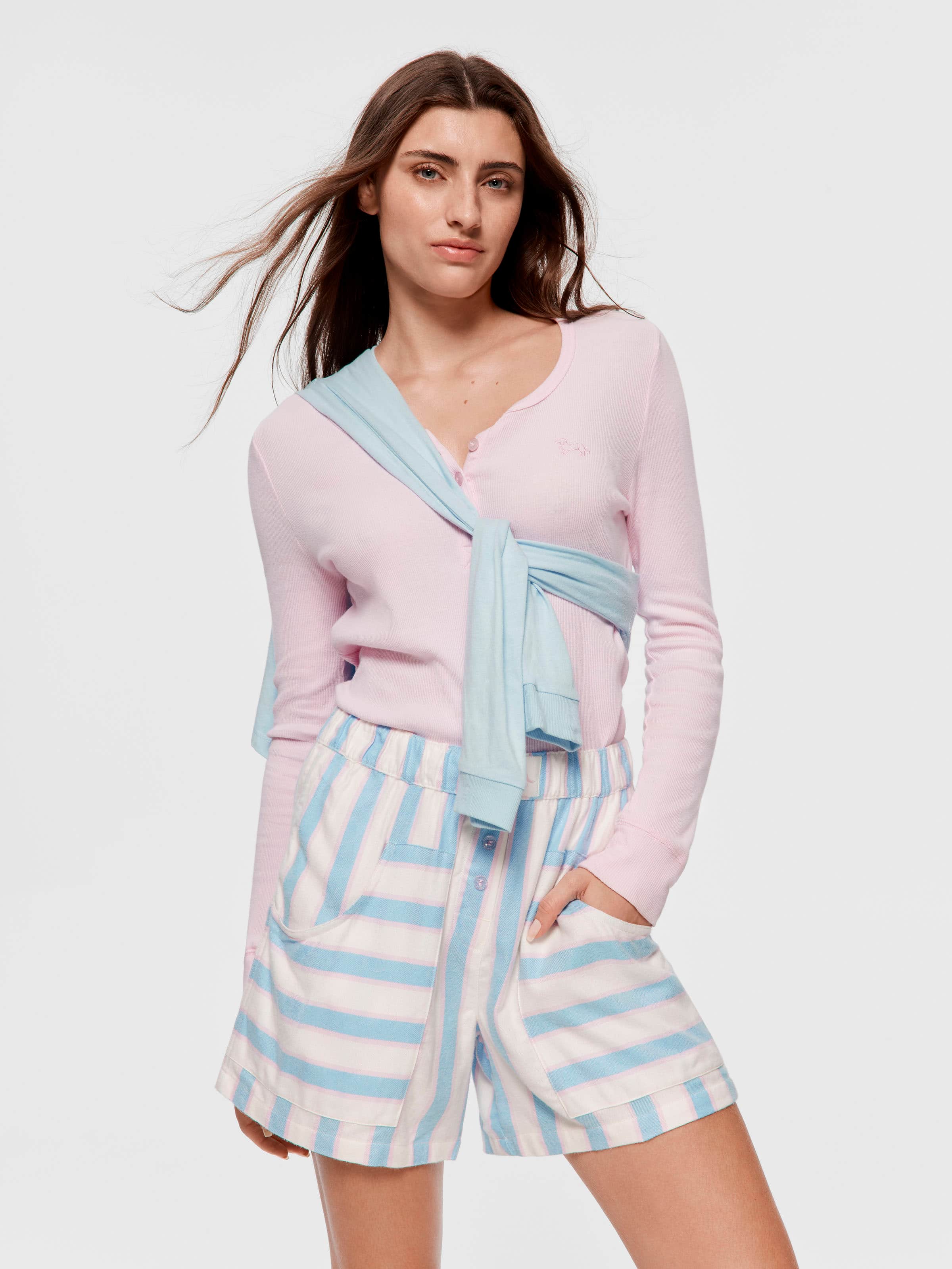 Blue Stripe Long Boxer Short