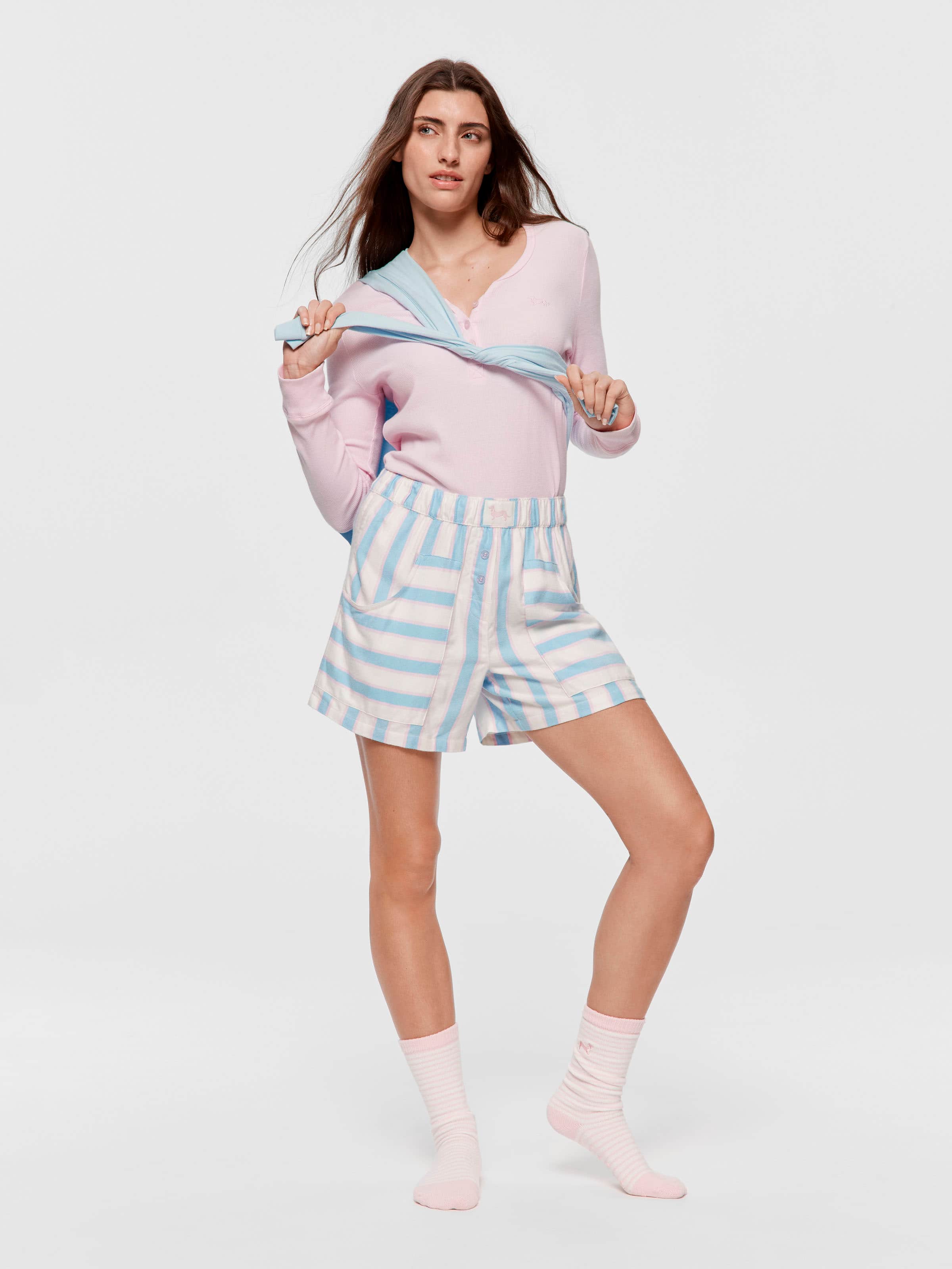 Blue Stripe Long Boxer Short