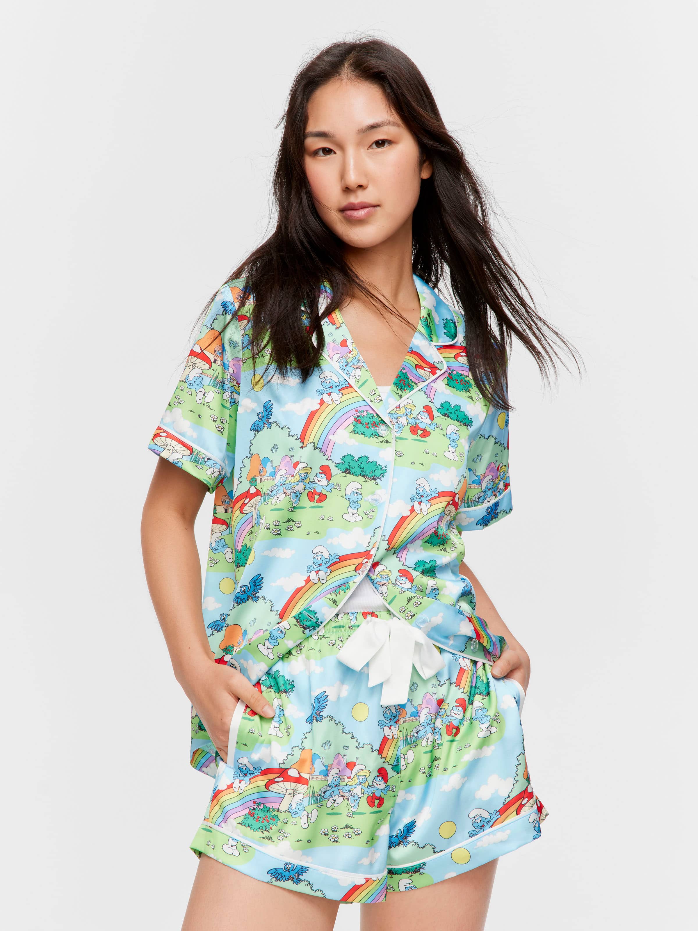 The Smurfs Rainbow Satin Shortie Pj Set