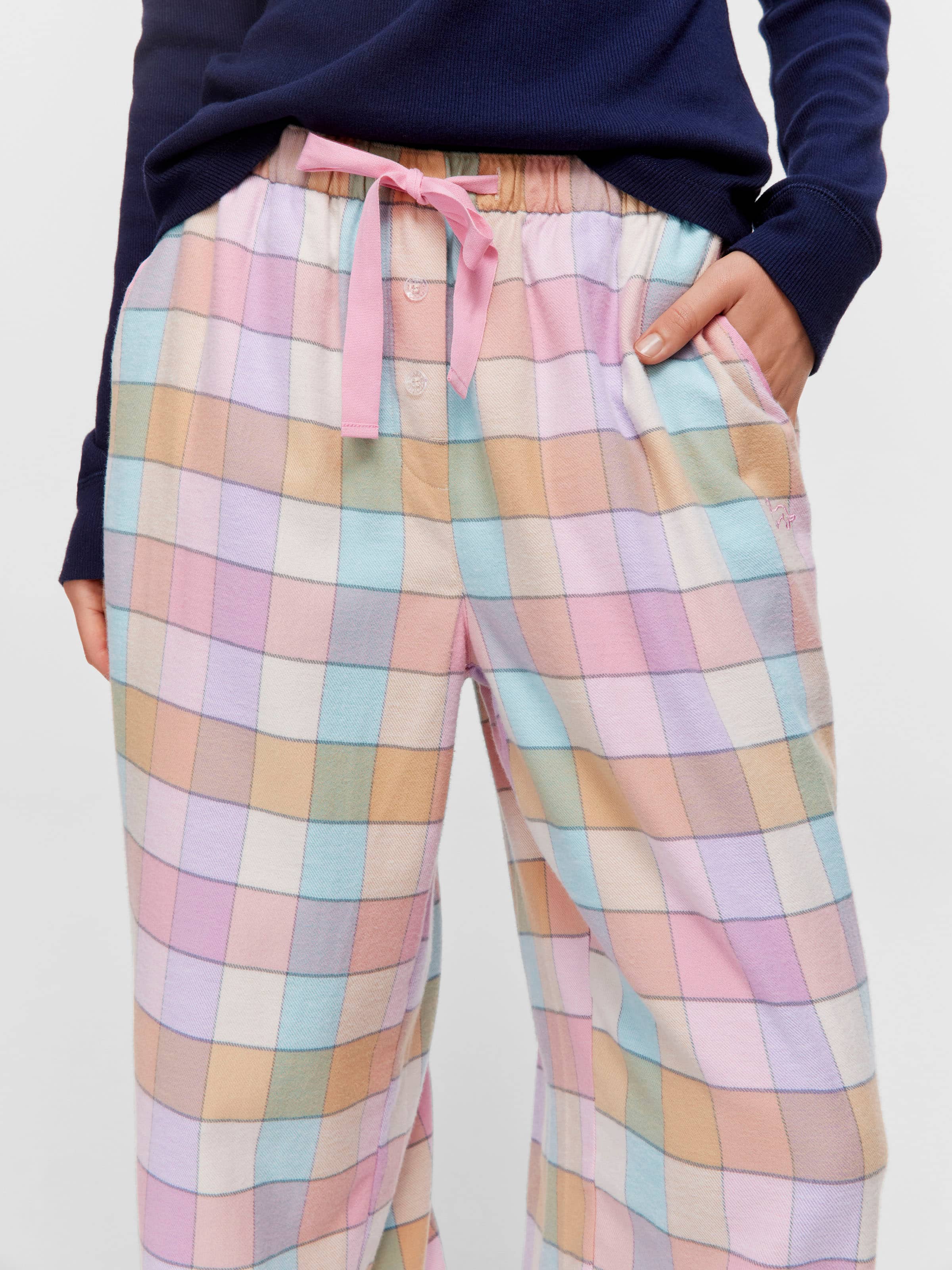 Pink Bold Check Flannelette Pj Pant