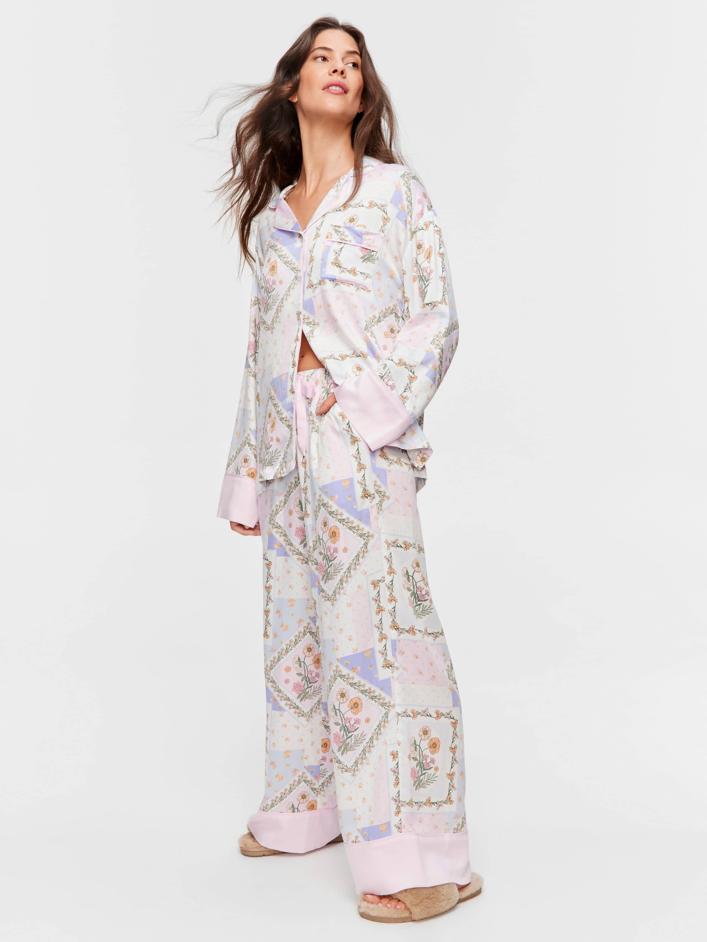 Floral Scarf Print Long Pj Set