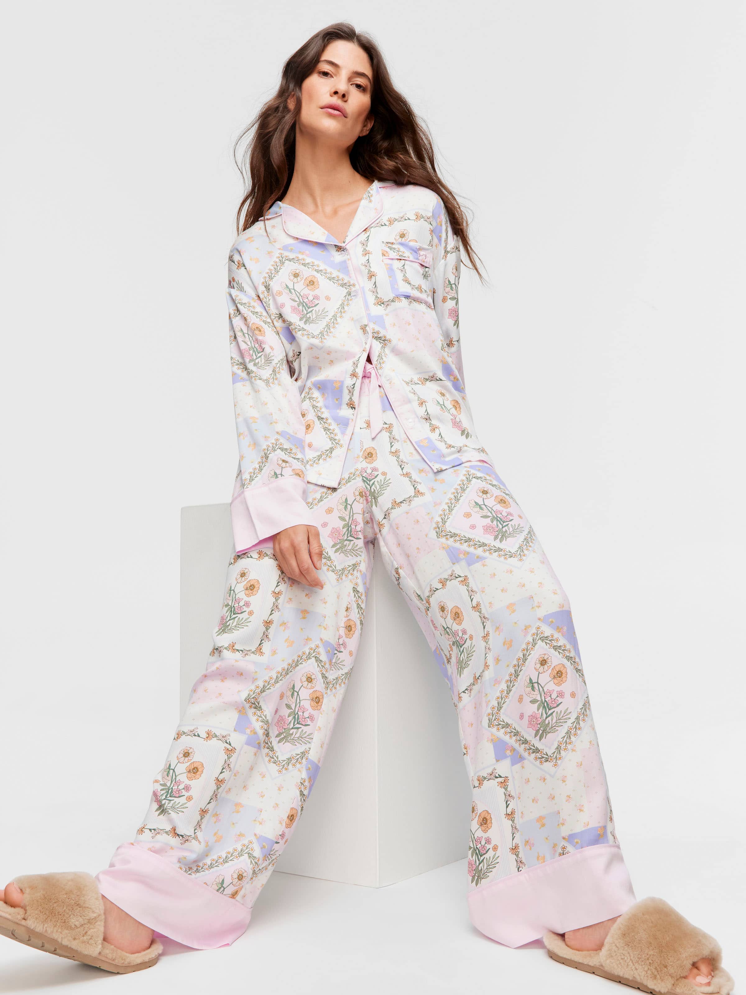 Floral Scarf Print Long Pj Set