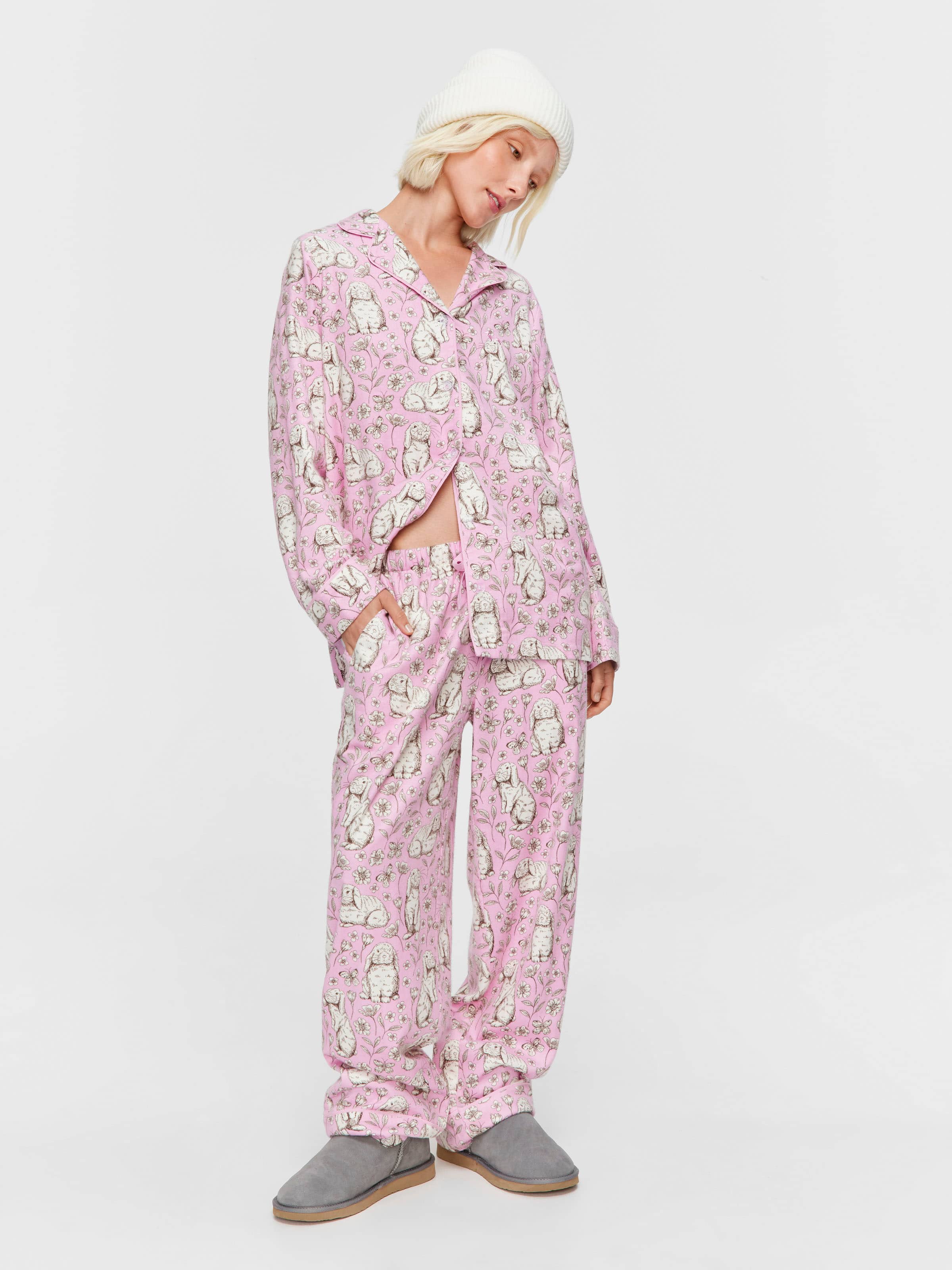 Toile Bunny Bamboo Flannelette Long Pj Set