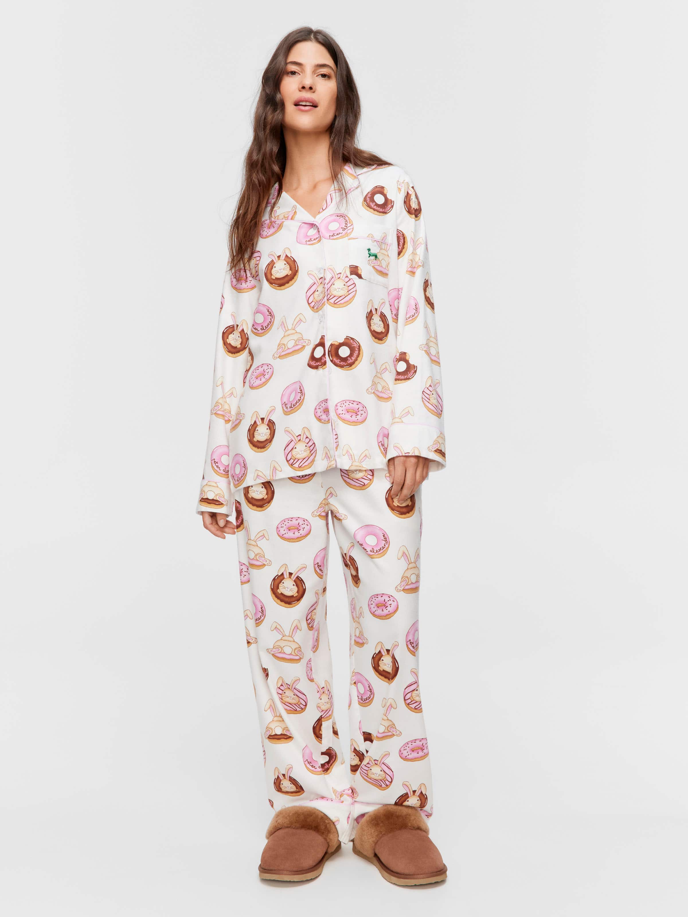 Krispy Kreme Pink Bunnies Bamboo Flannelette Long Pj Set