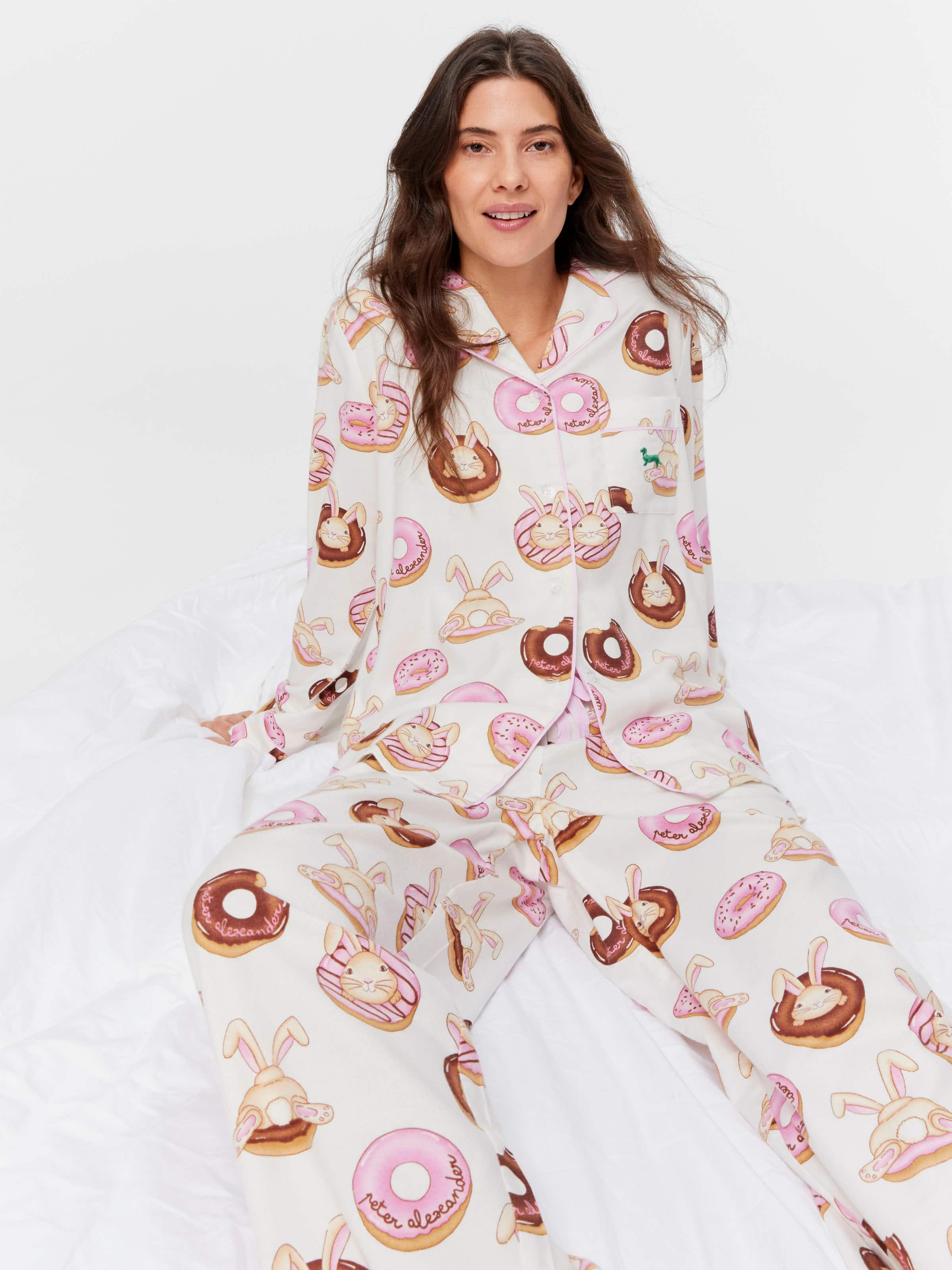 Krispy Kreme Pink Bunnies Bamboo Flannelette Long Pj Set
