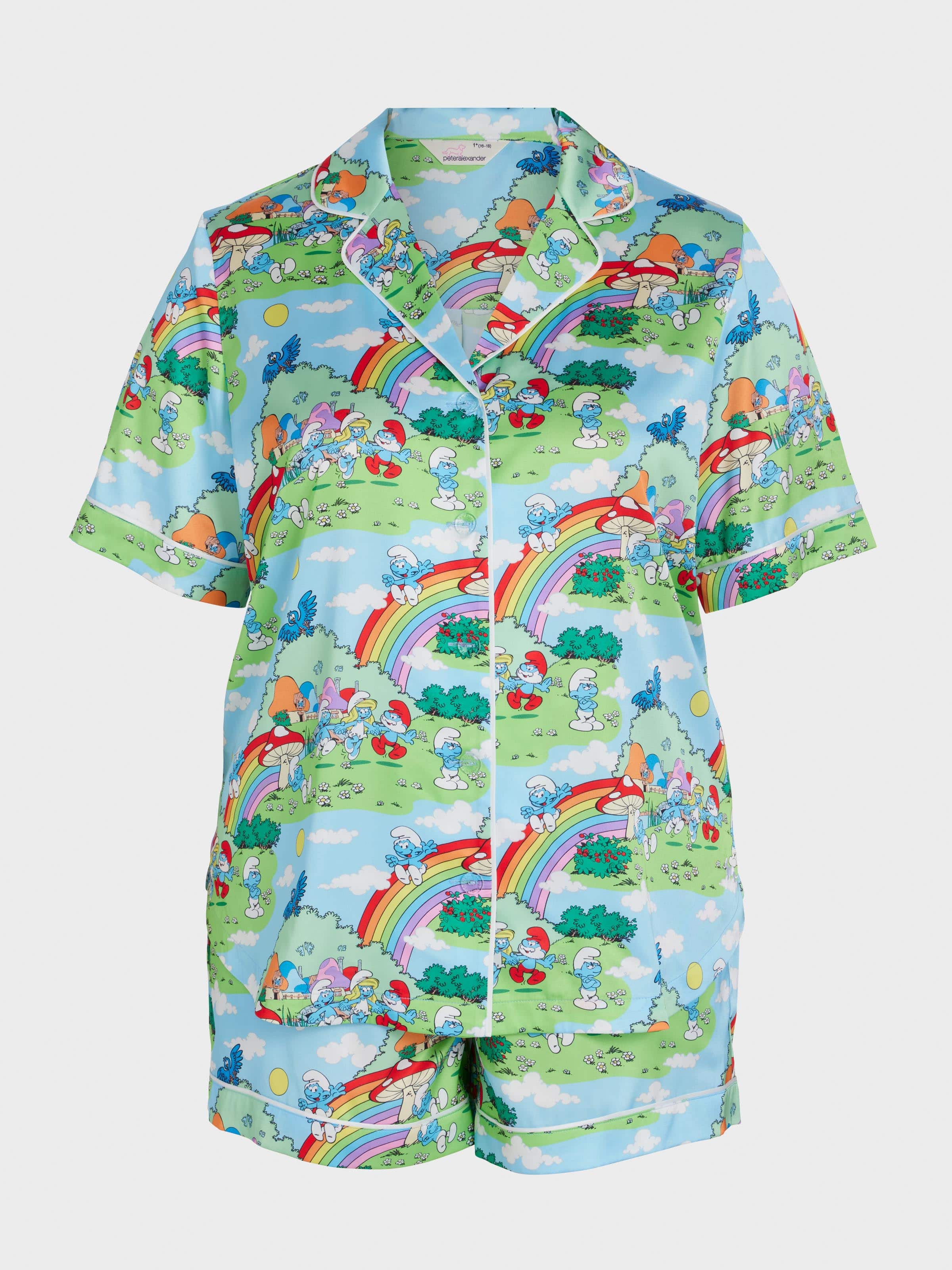 Image for P.A. Plus The Smurfs Rainbow Satin Shortie Pj Set from JustGroupNZ