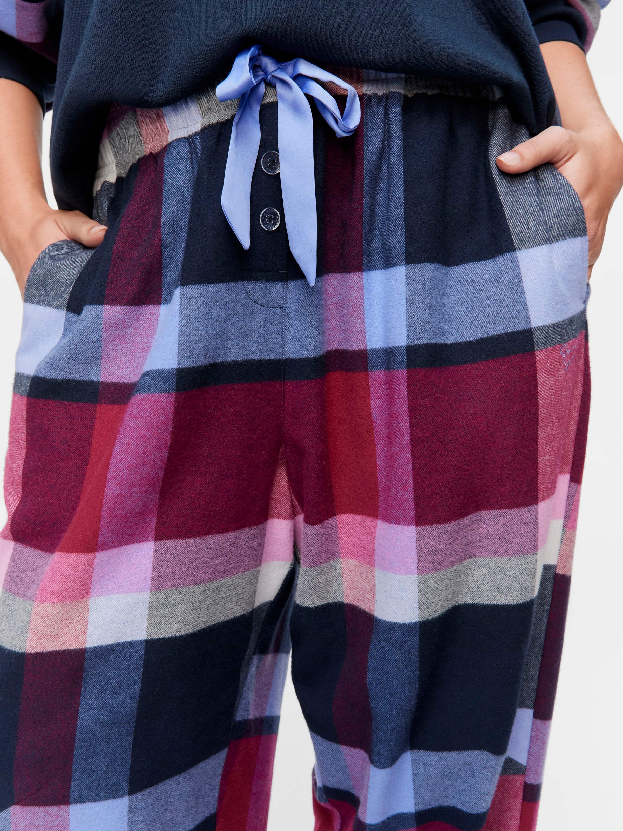 P.A. Plus Navy & Maroon Check Flannelette Pj Pant