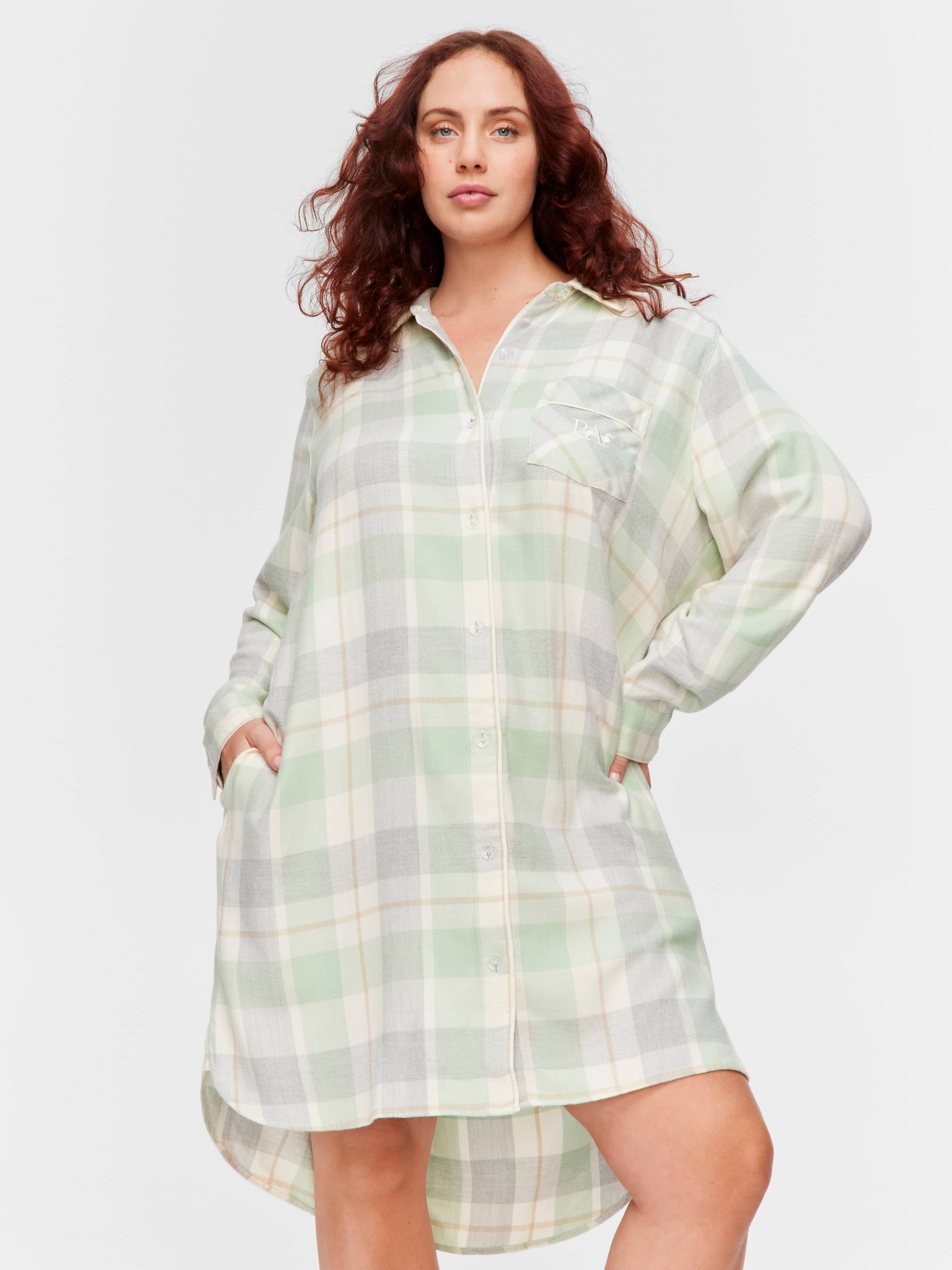 P.A. Plus Mint Check Bamboo Flannelette Nightshirt