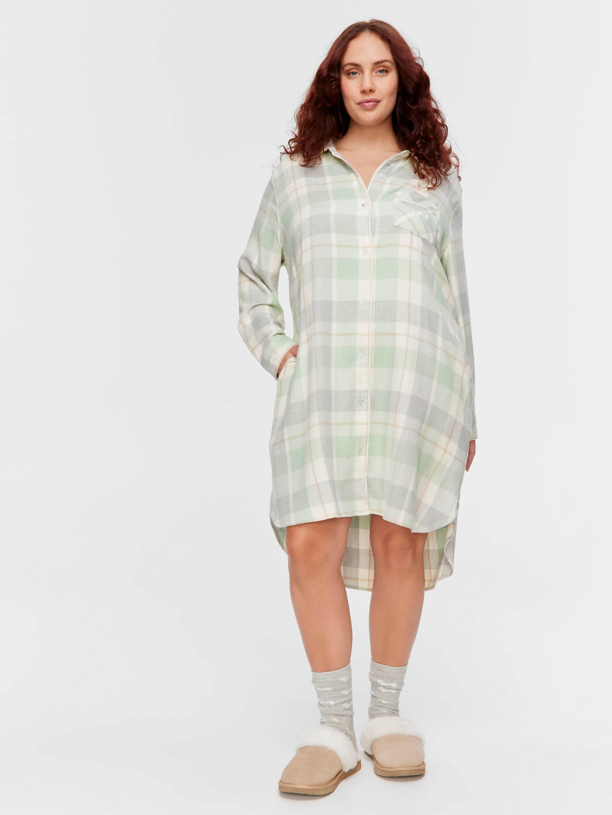 P.A. Plus Mint Check Bamboo Flannelette Nightshirt