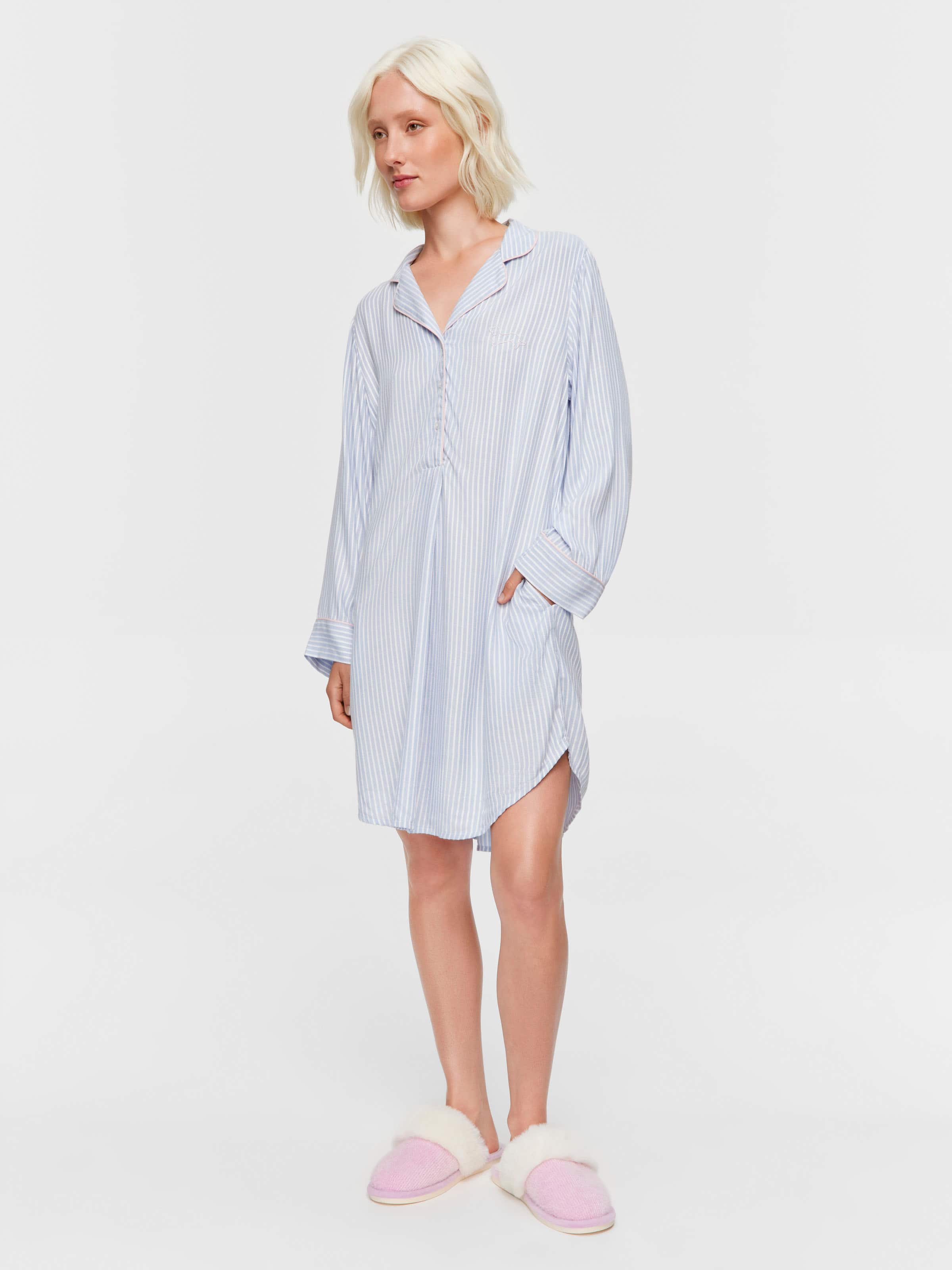 Stripe Long Sleeve Nightshirt