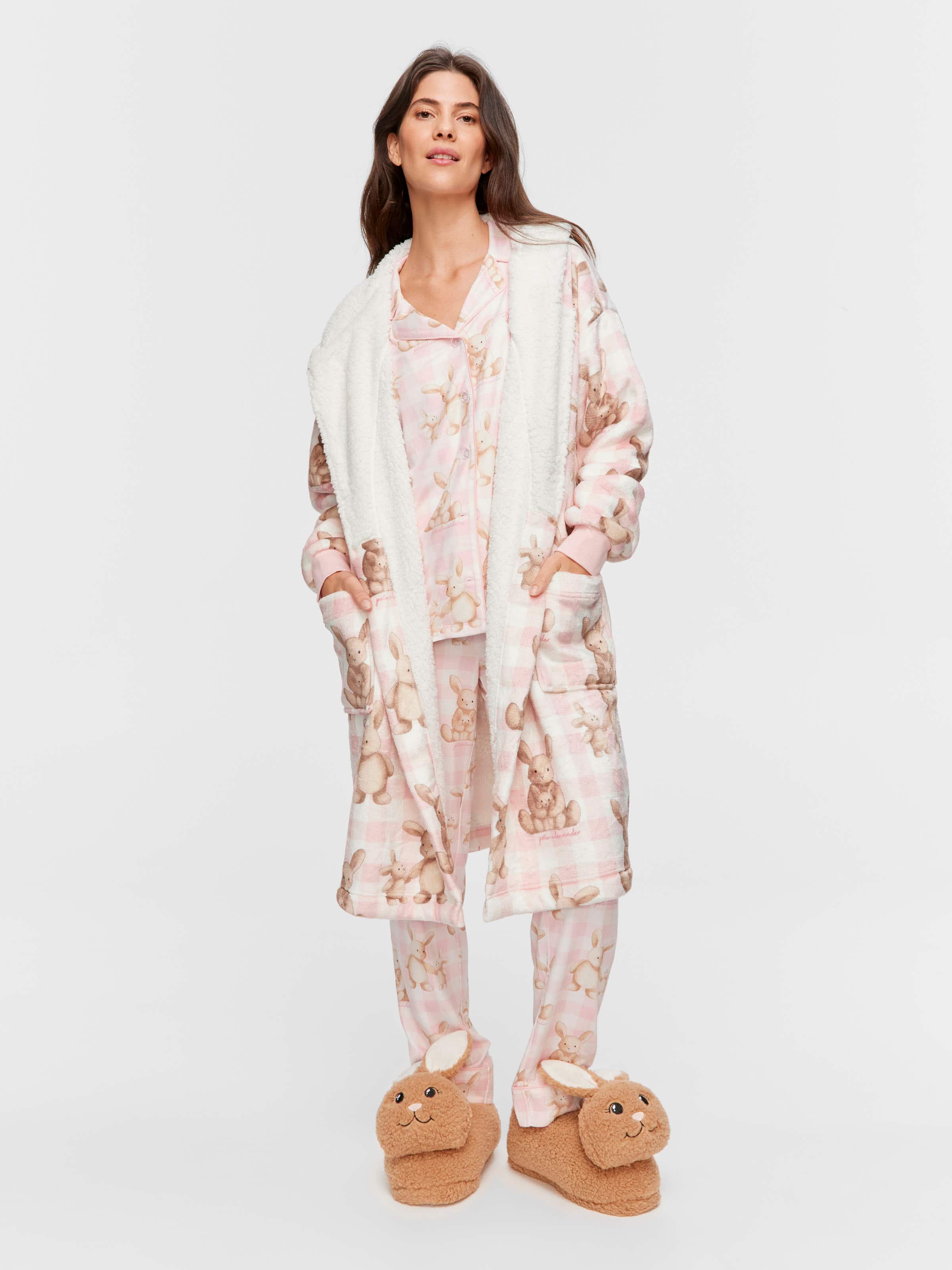 Soft Bunny Fleece Hooded Gown