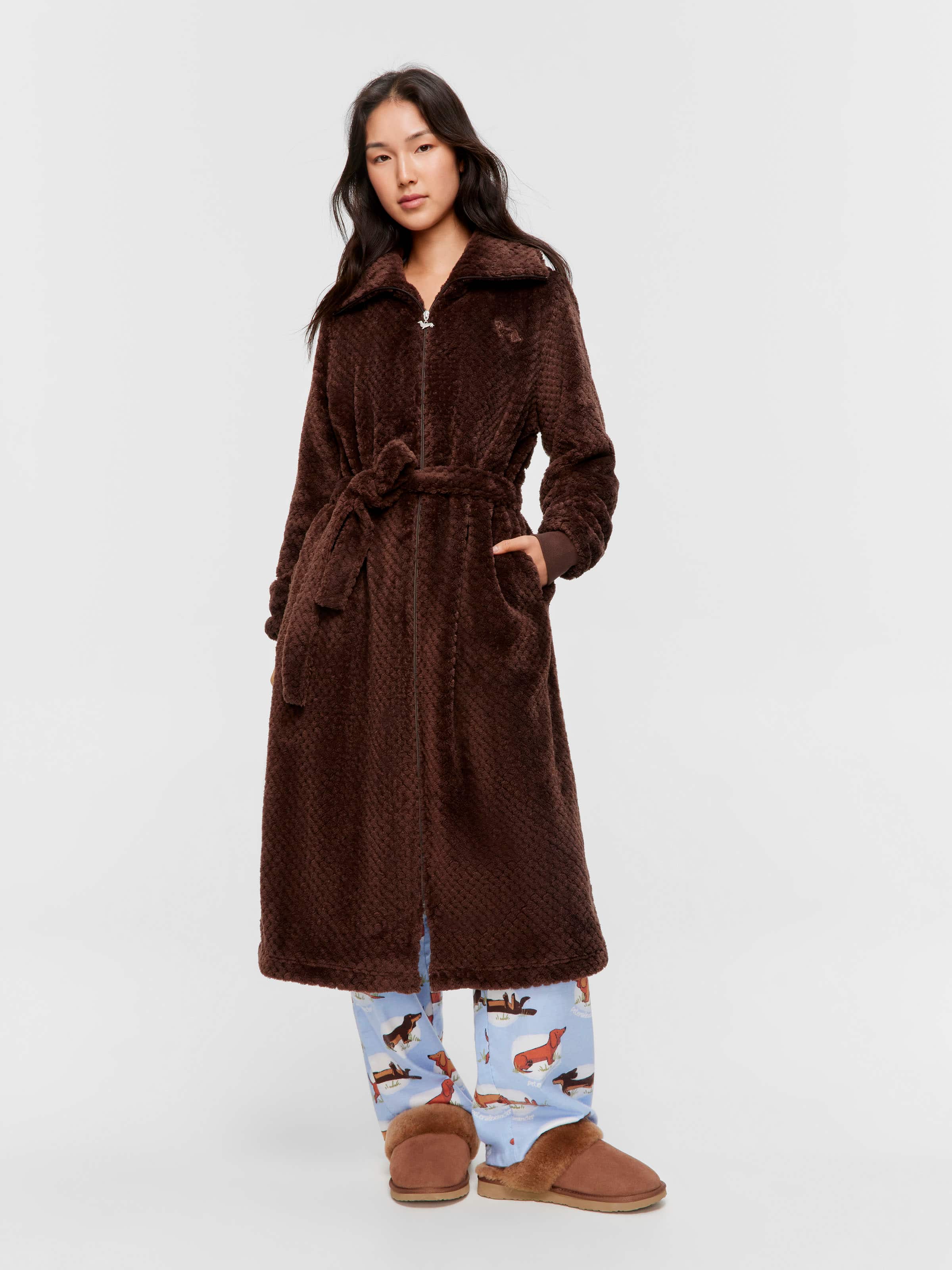 Chocolate Zip Front Fleece Gown