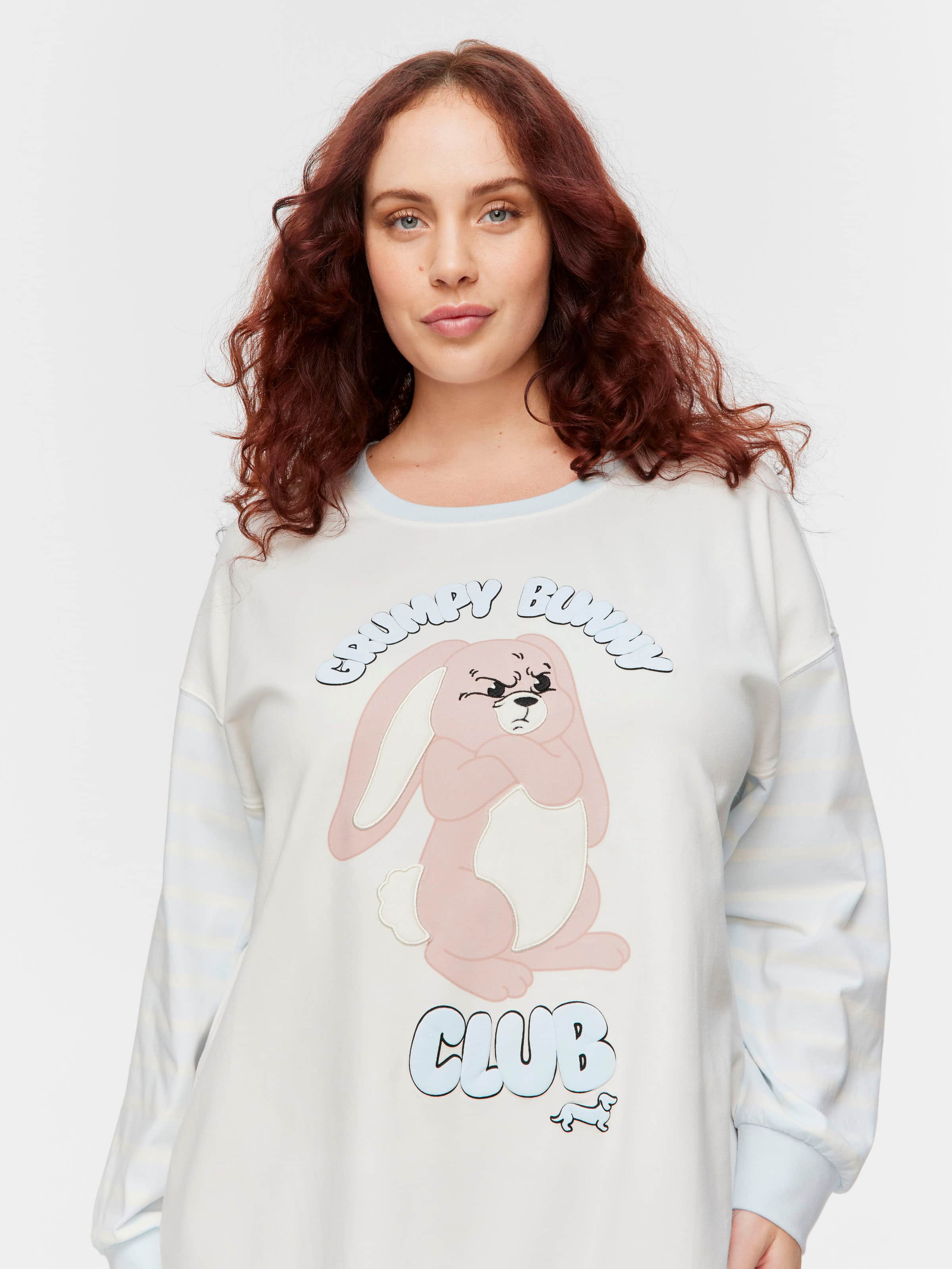 P.A. Plus Grumpy Bunny Long Sleeve Nightshirt
