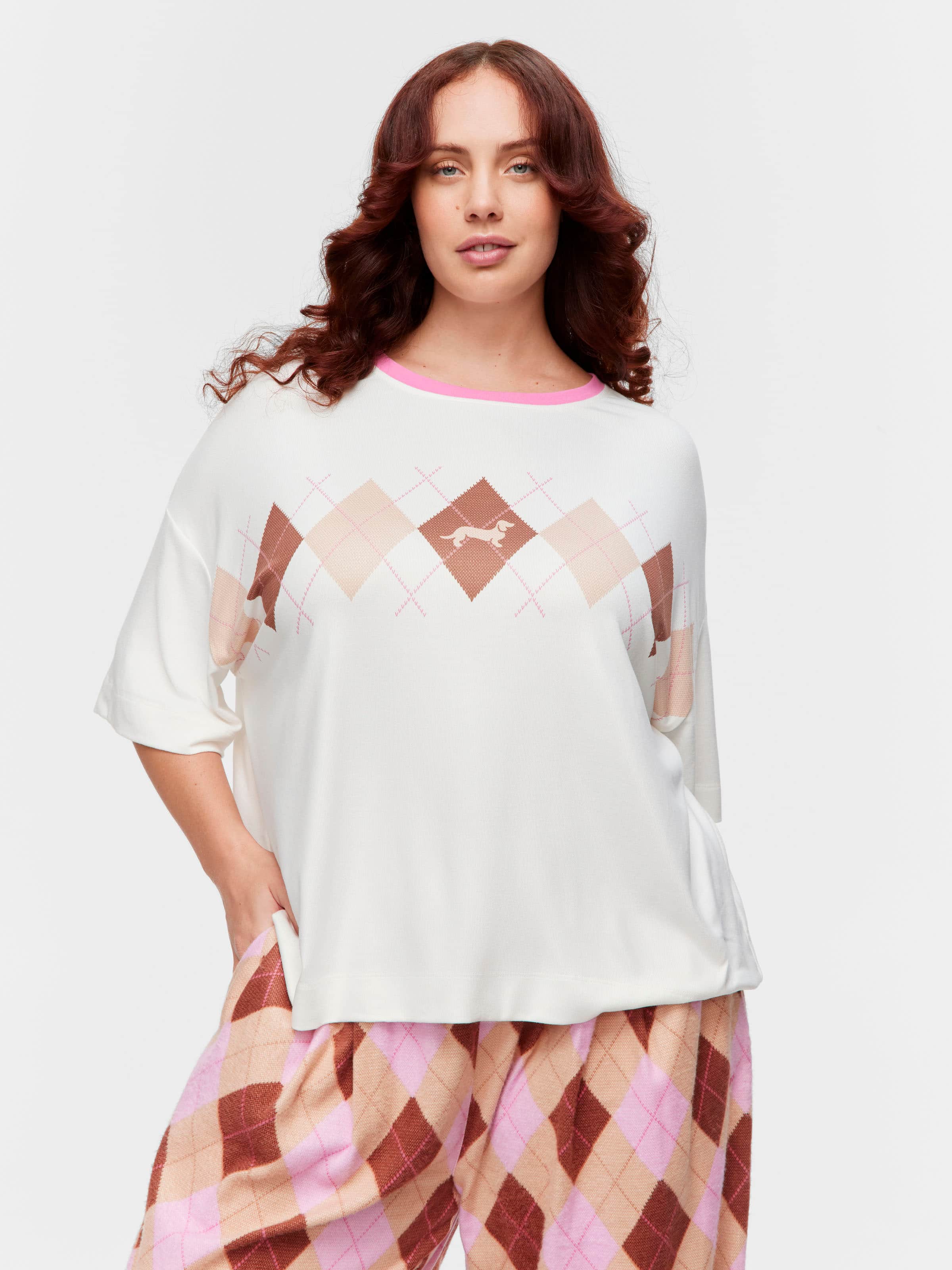 P.A. Plus Argyle Plush Oversized Tee