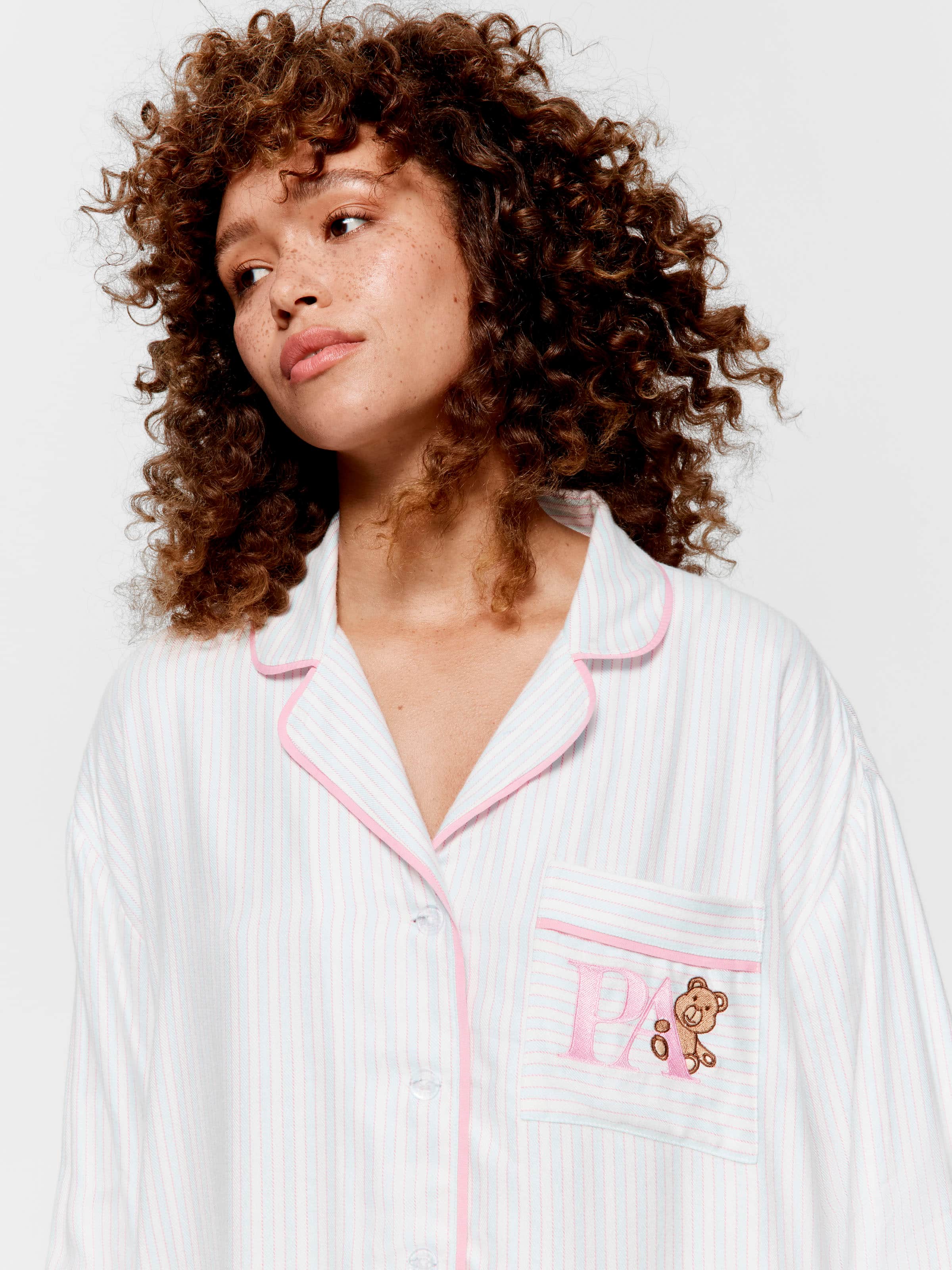 Mint Candy Stripe Viscose Flannelette Long Sleeve Shirt