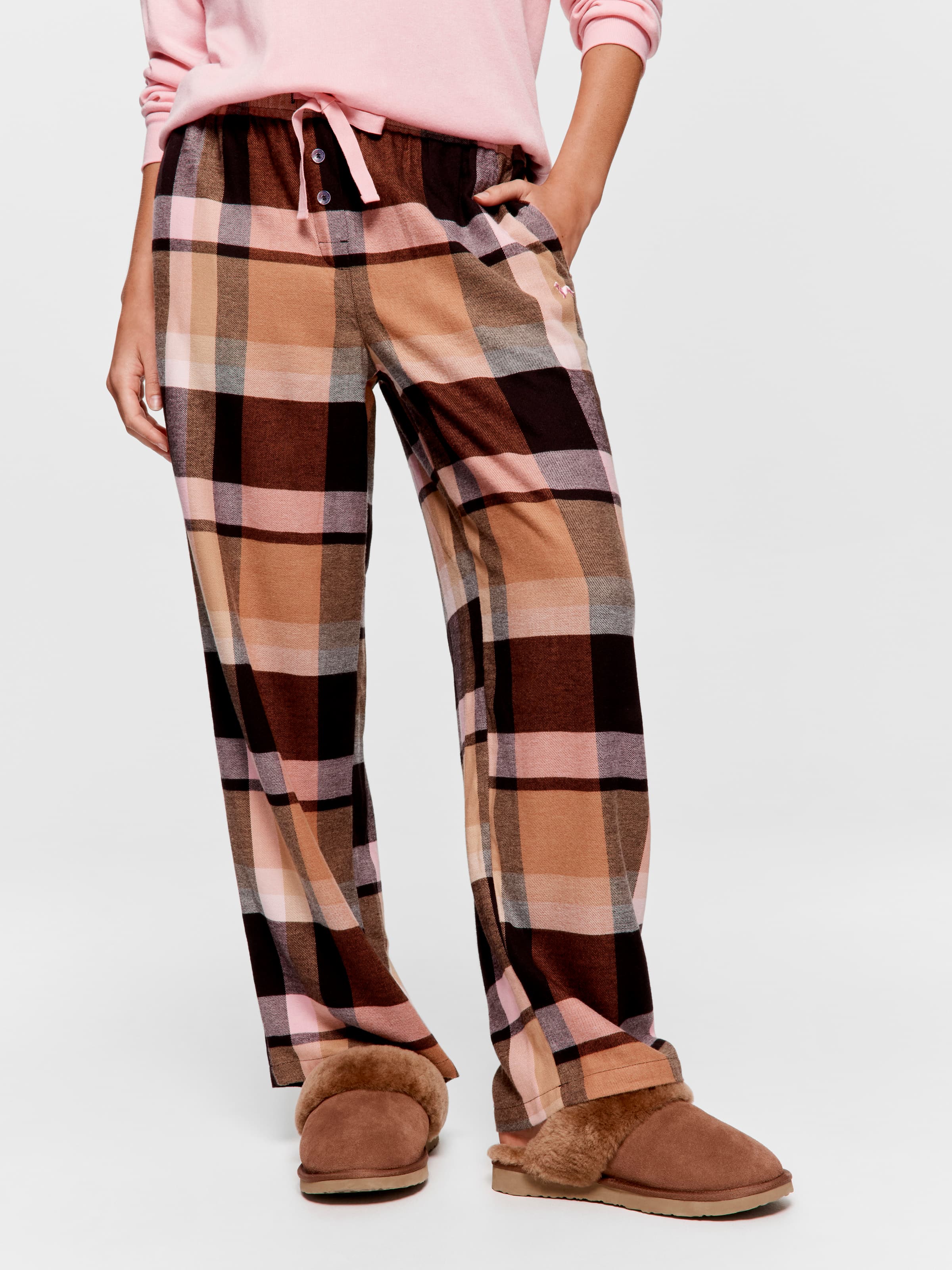 Nougat Check Bamboo Flannelette Classic Pj Pant