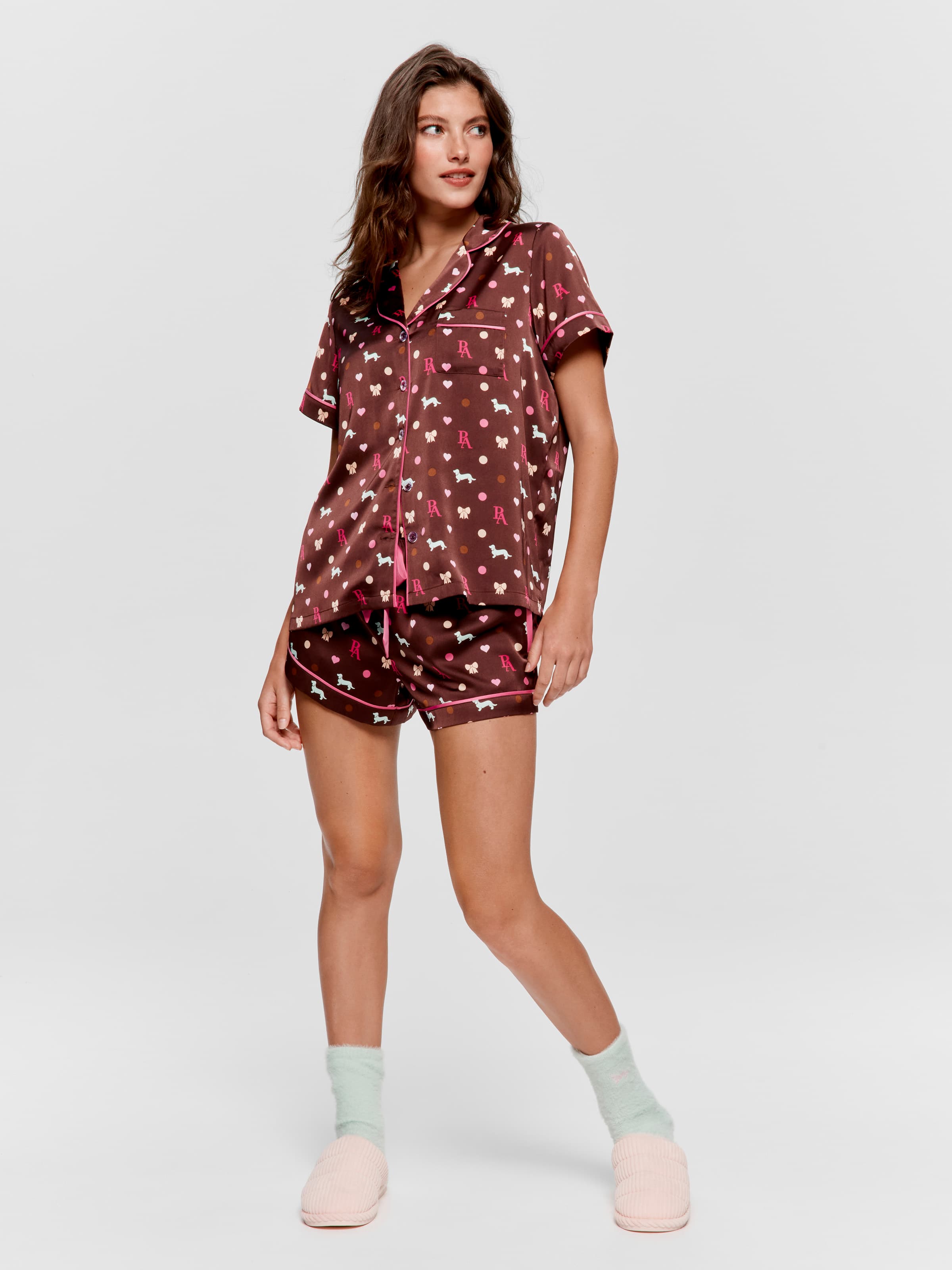 Image for Penny Bow Chic Satin Shortie Pj Set from JustGroupNZ