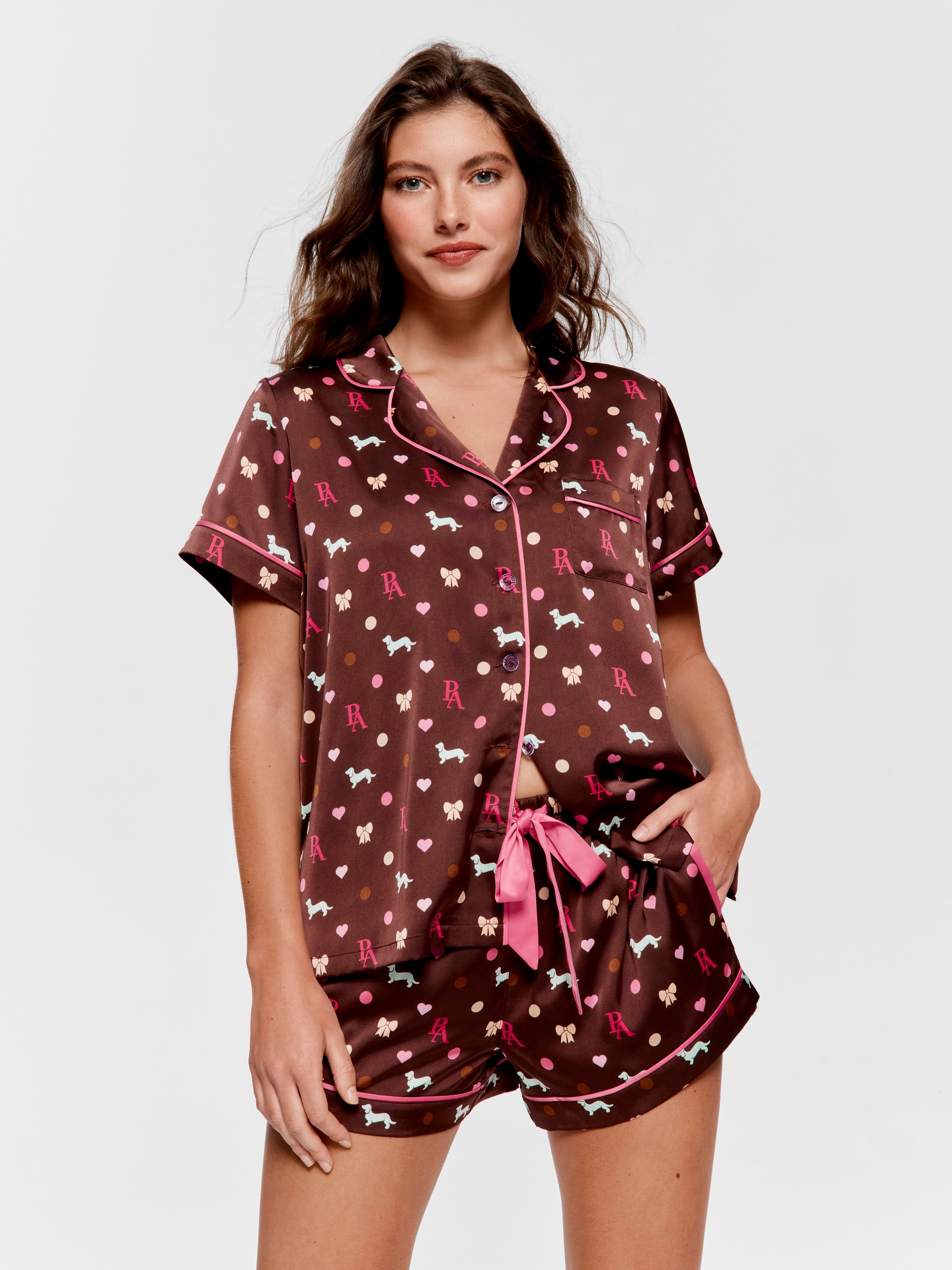 Image for Penny Bow Chic Satin Shortie Pj Set from JustGroupNZ