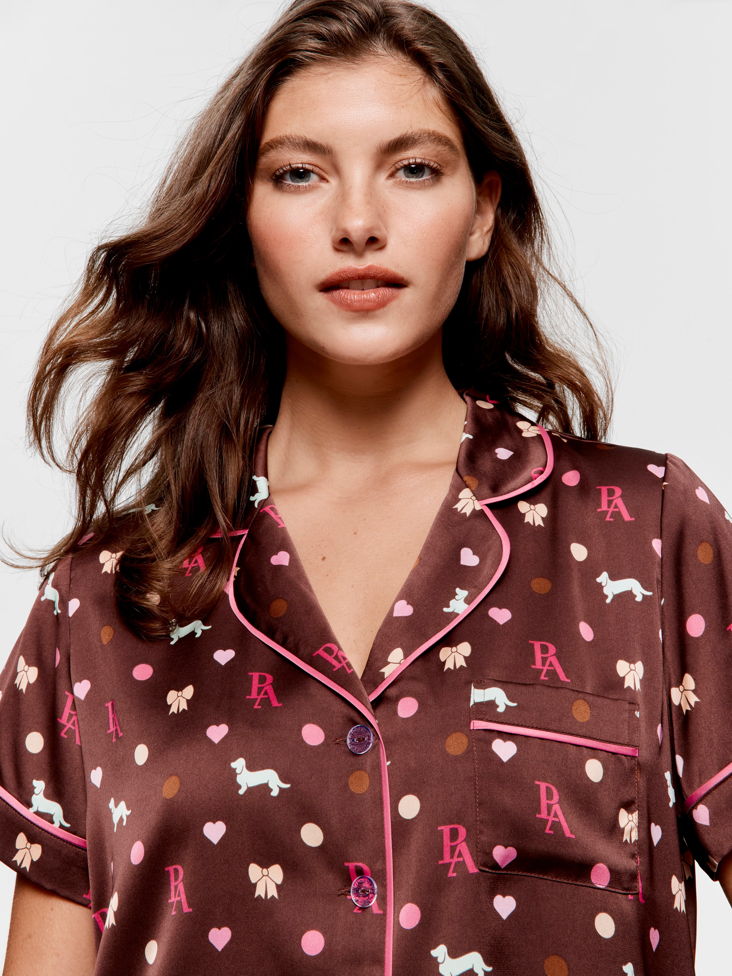 Penny Bow Chic Satin Shortie Pj Set