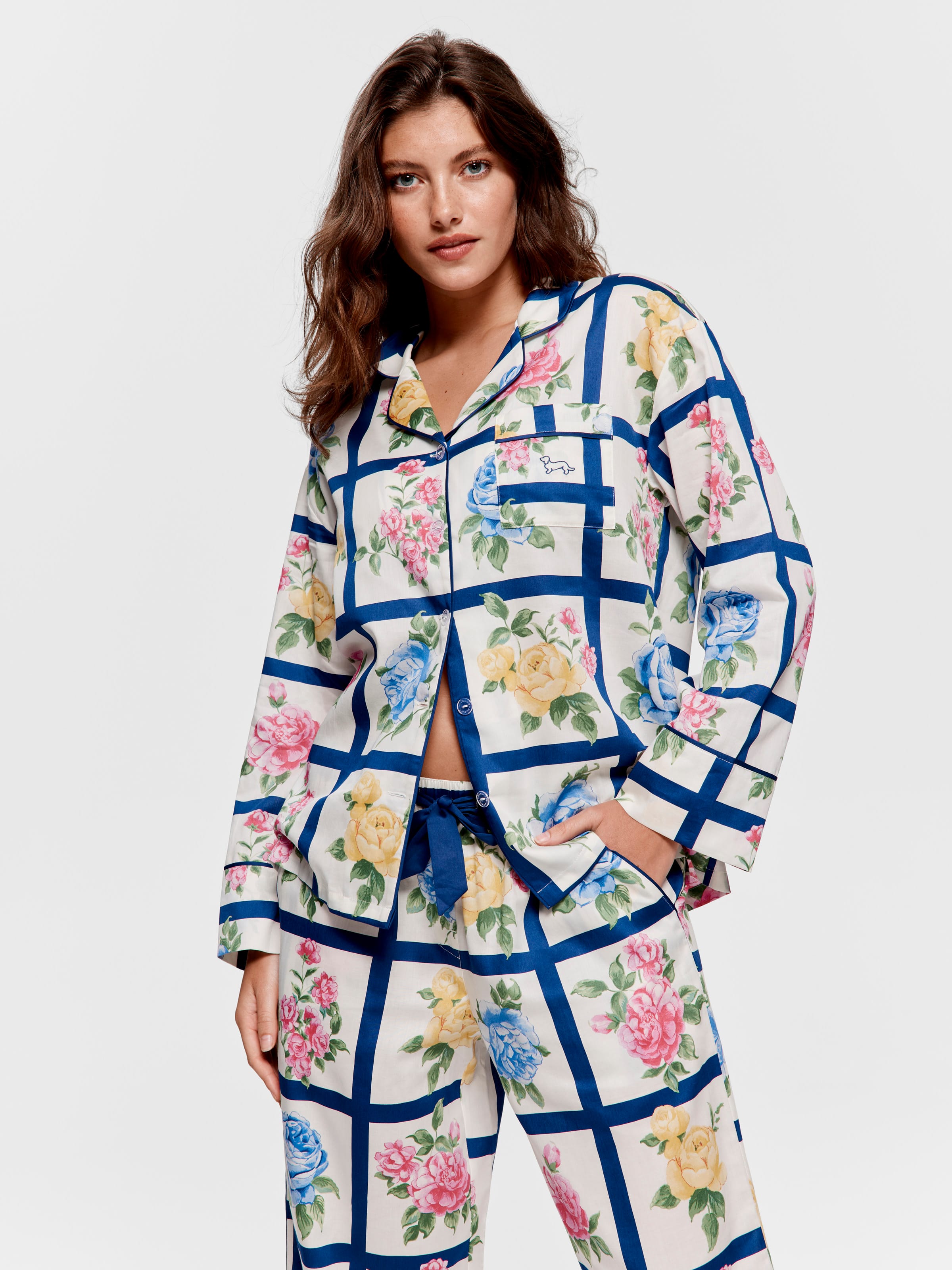 Botanical Tile Soft Cotton Long Pj Set