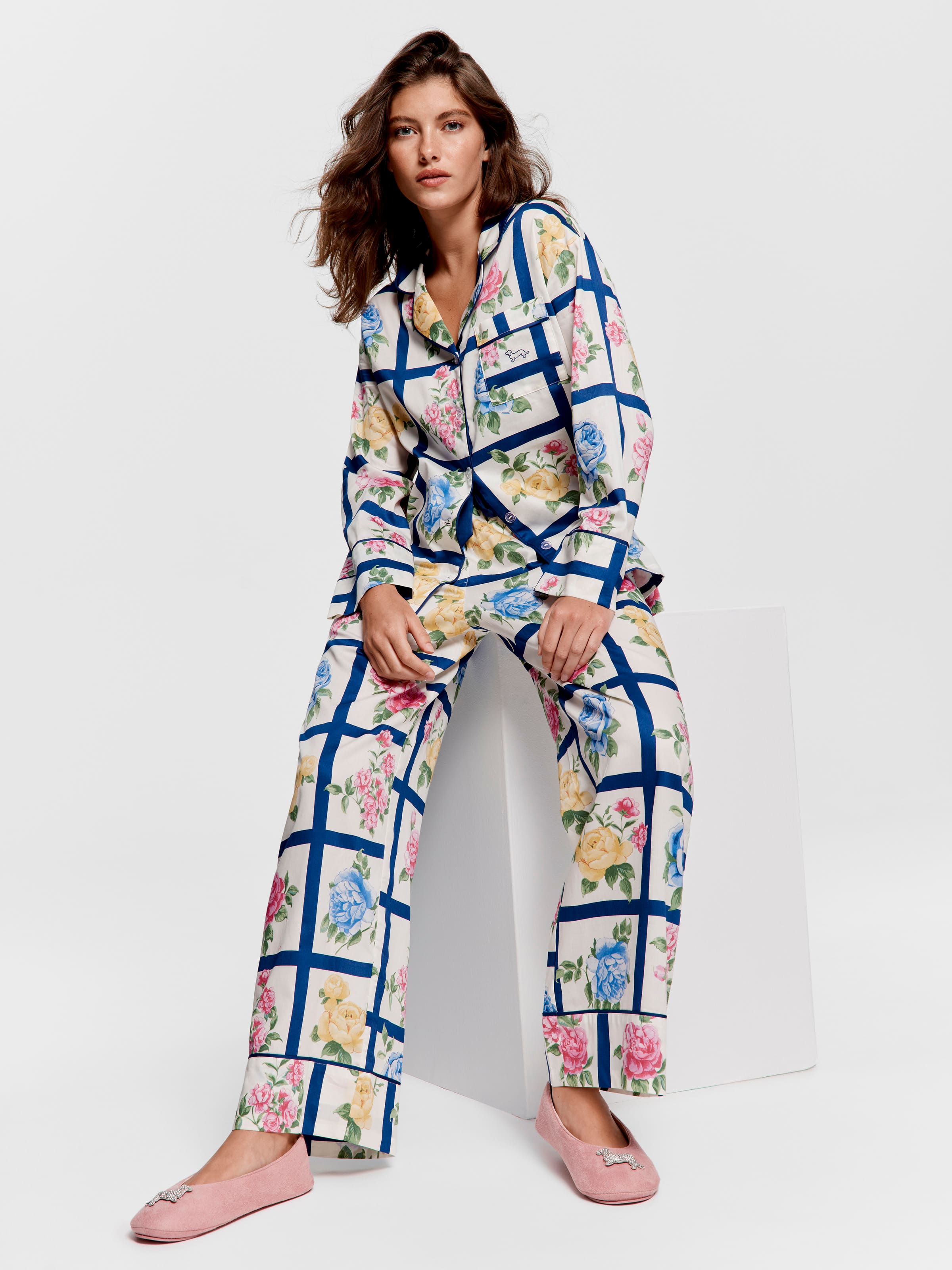 Botanical Tile Soft Cotton Long Pj Set