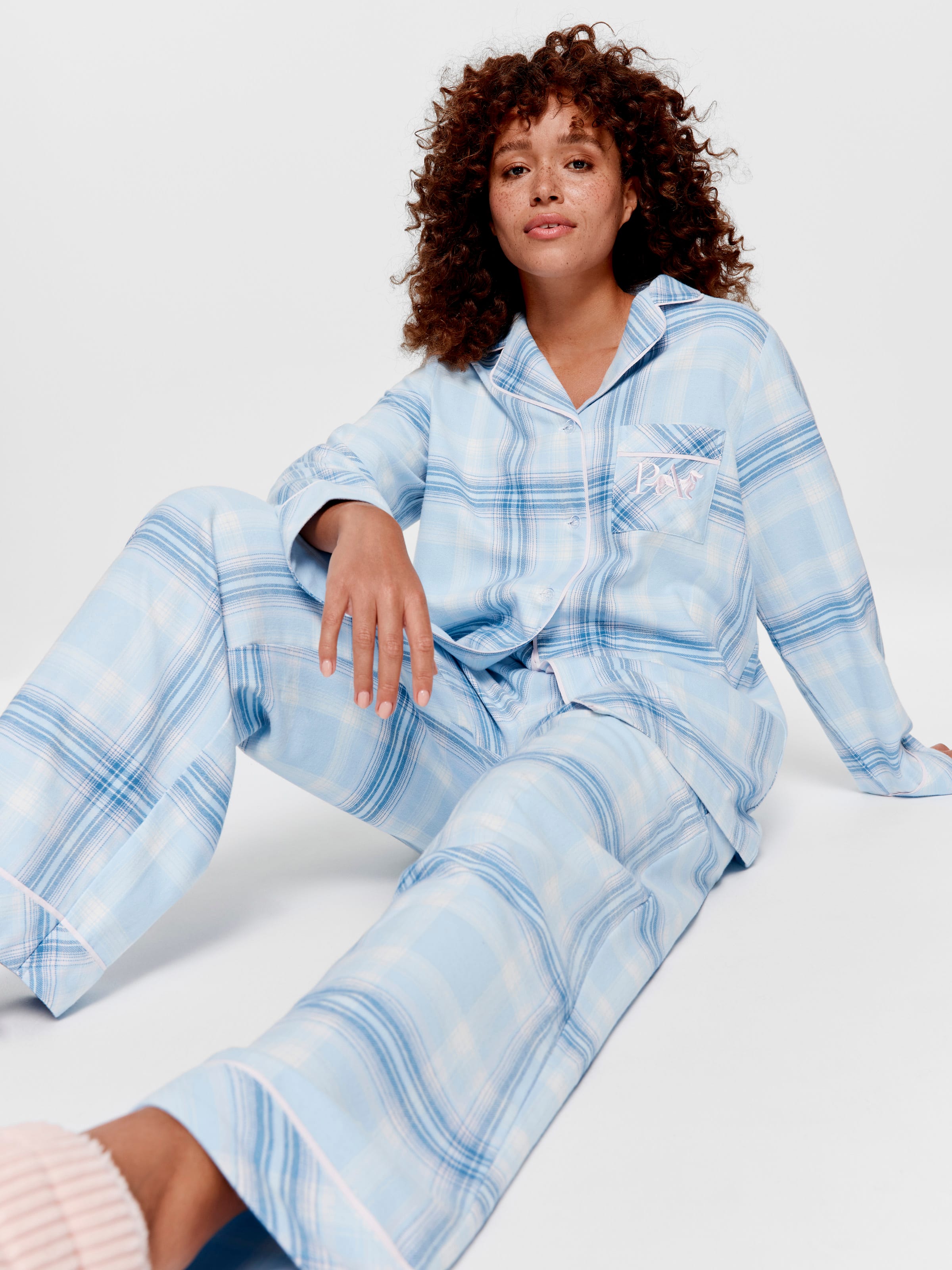 Blue Check Flannelette Classic Pj Set