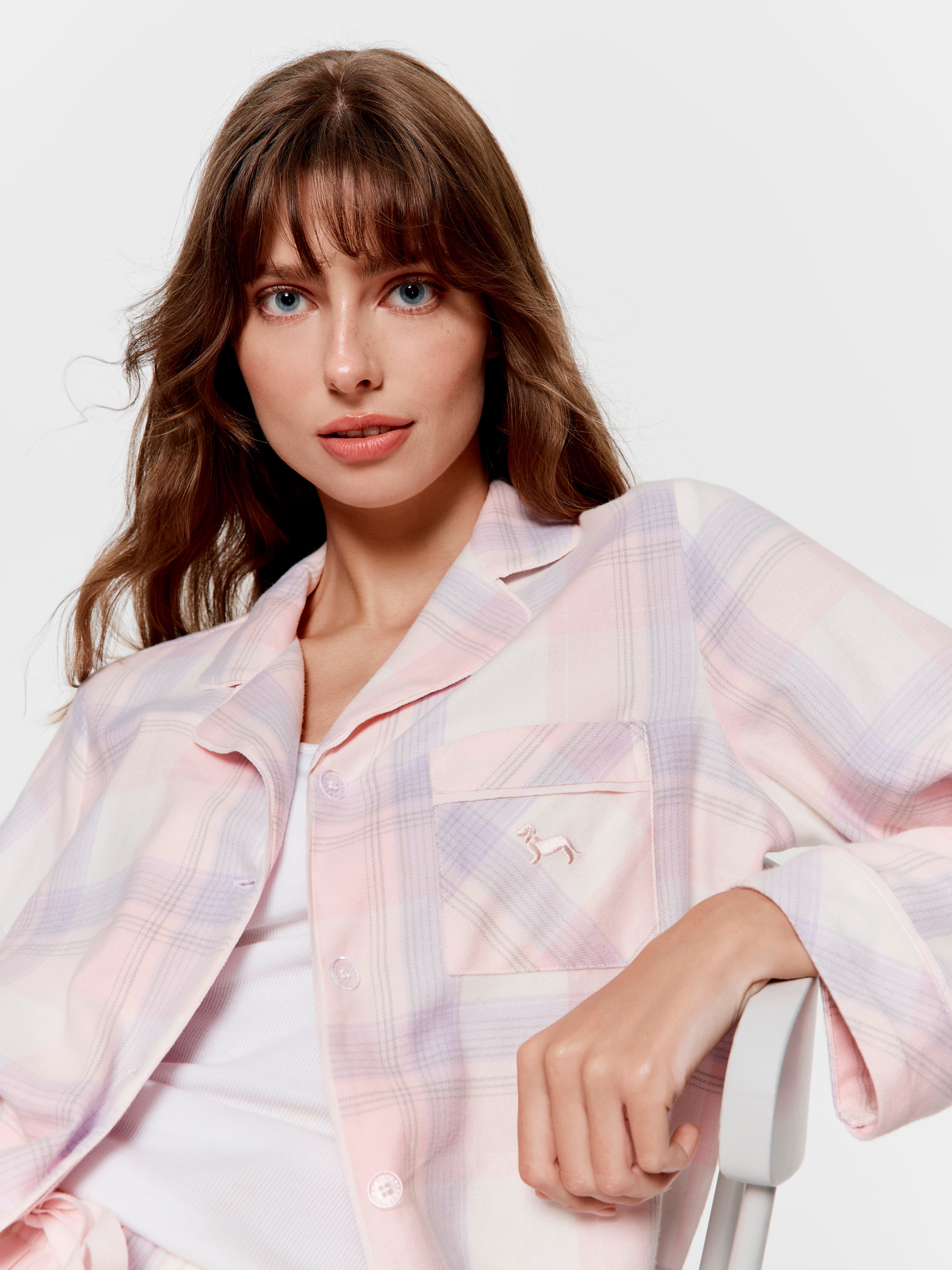 Pink & Lilac Check Flannelette Classic Pj Set