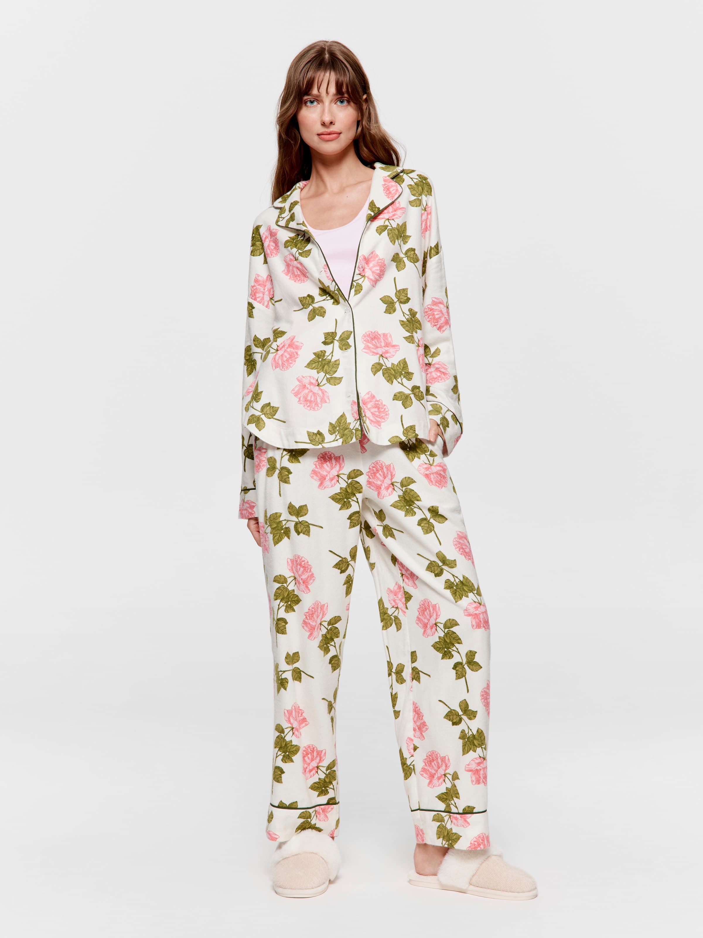 Pretty Rose Bamboo Flannelette Classic Pj Set