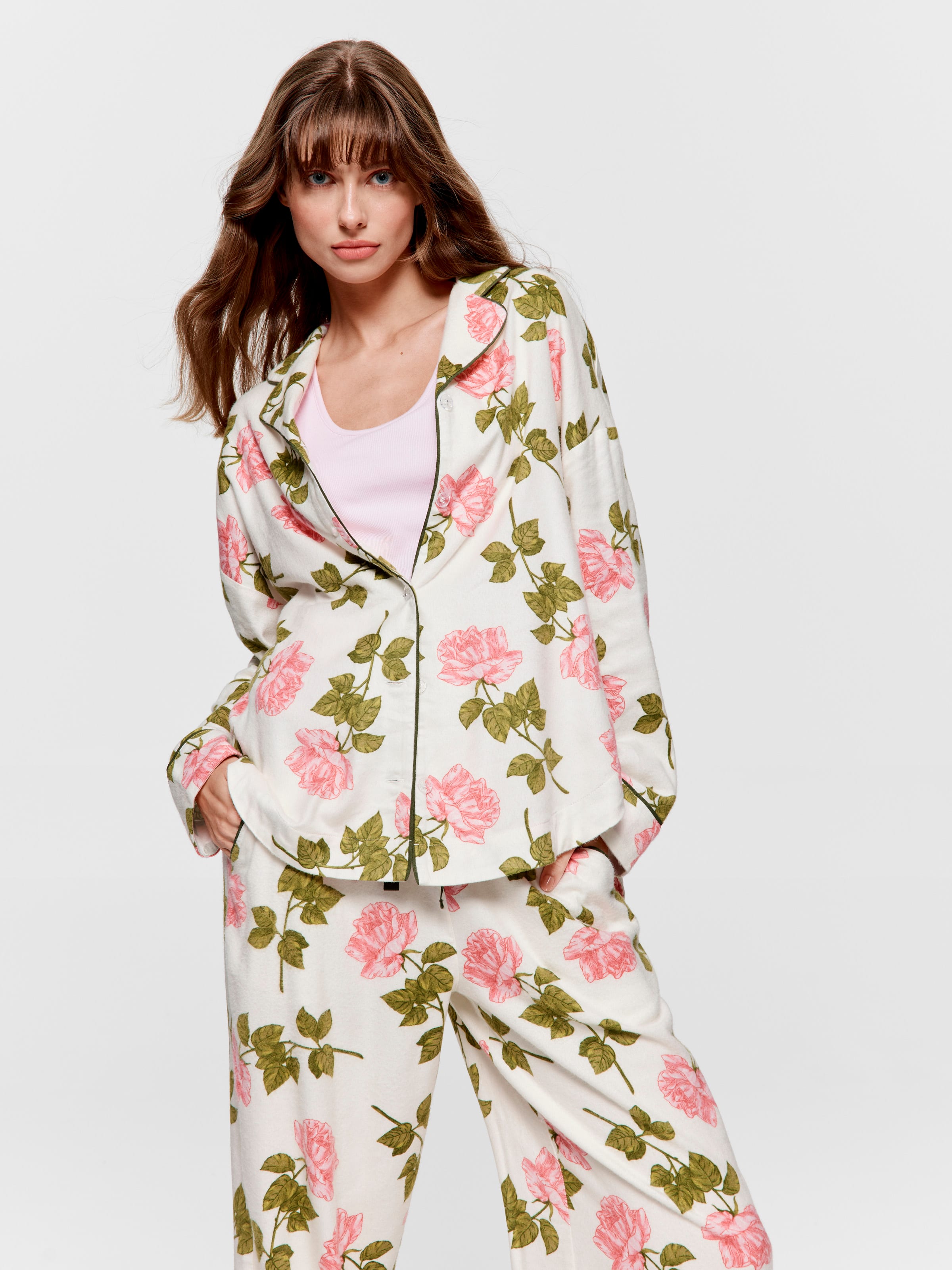 Pretty Rose Bamboo Flannelette Classic Pj Set