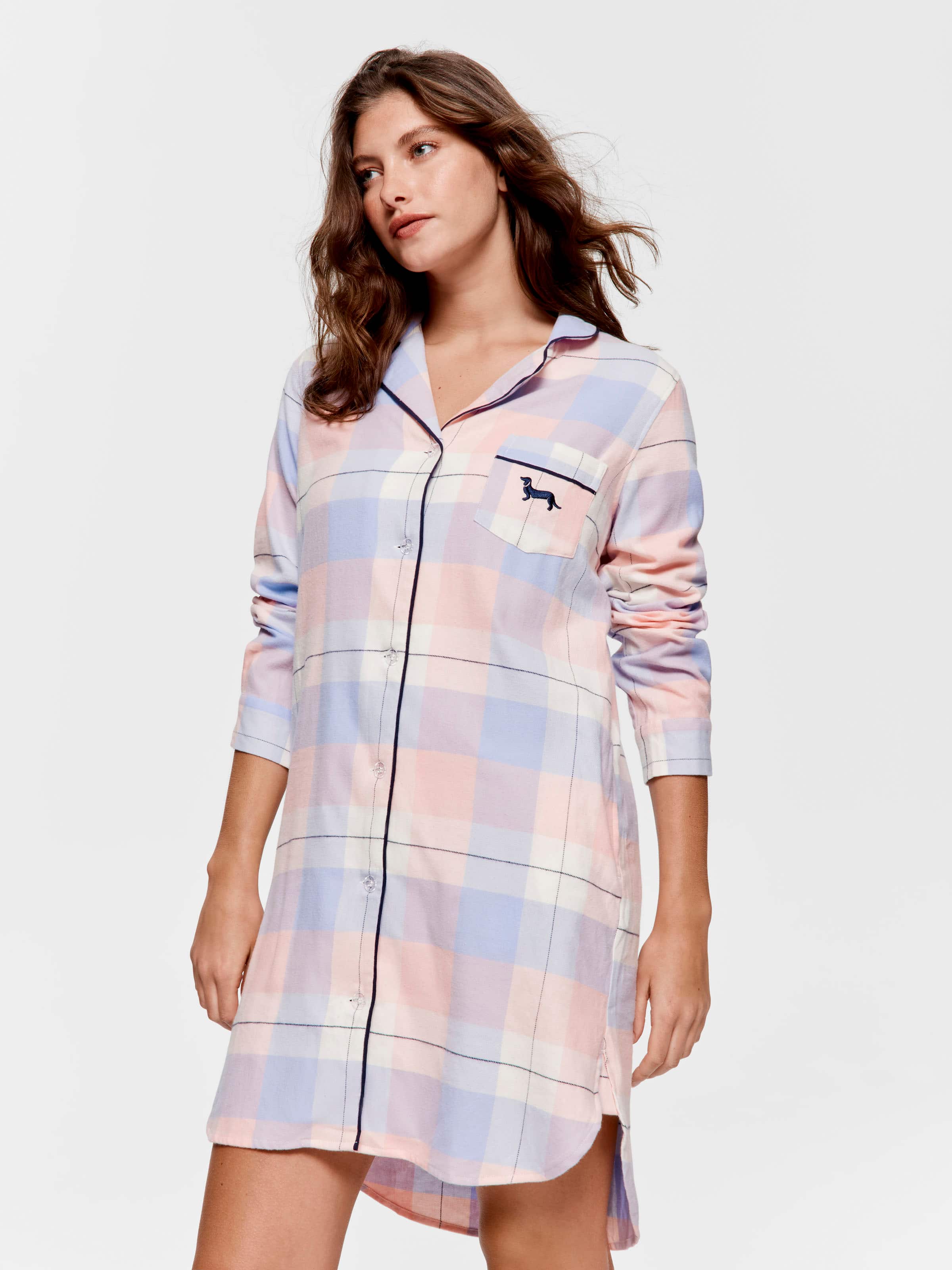 Pastel Buffalo Check Flannelette Nightshirt
