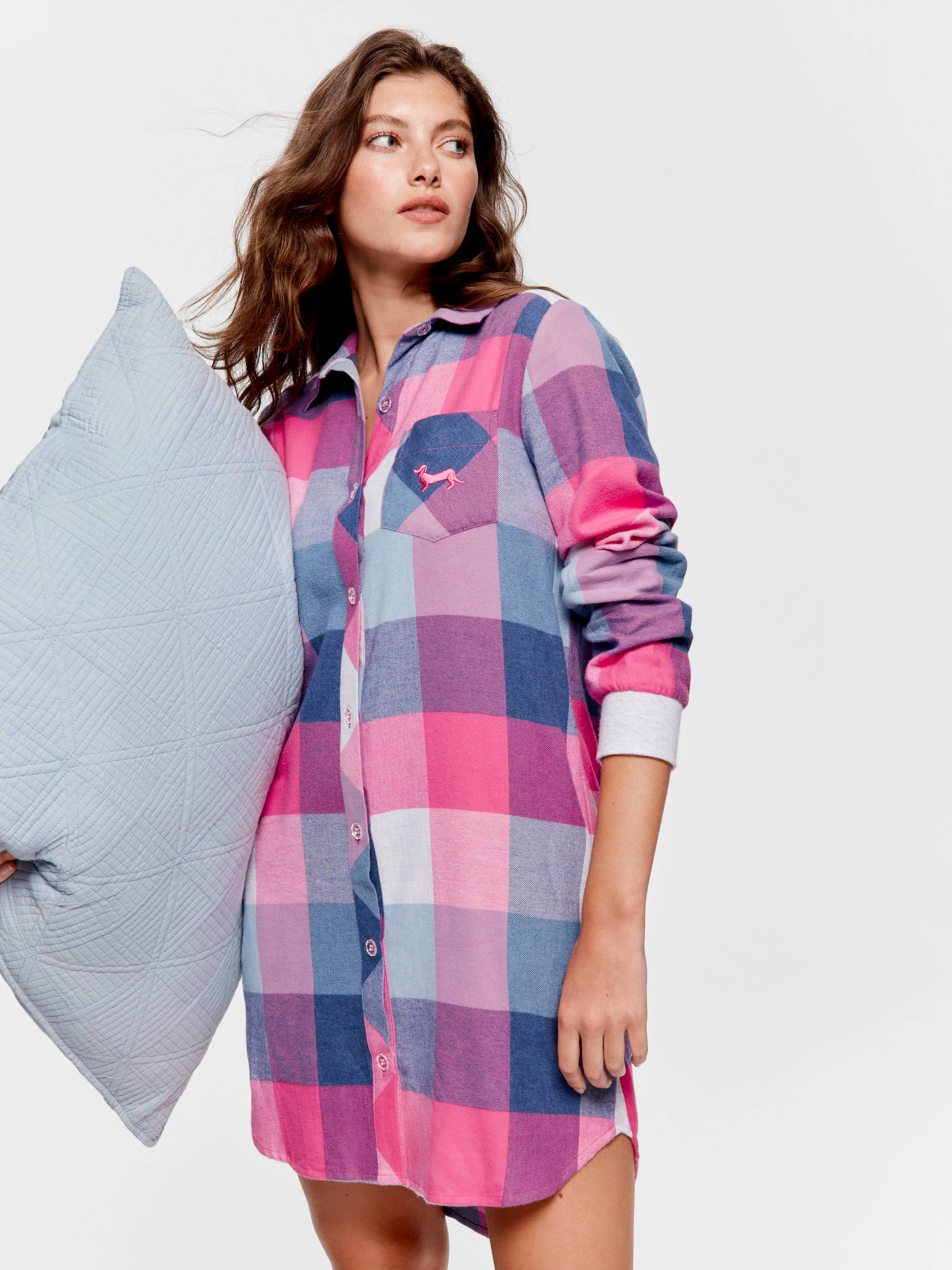 Buffalo Check Flannelette Long Sleeve Nightshirt