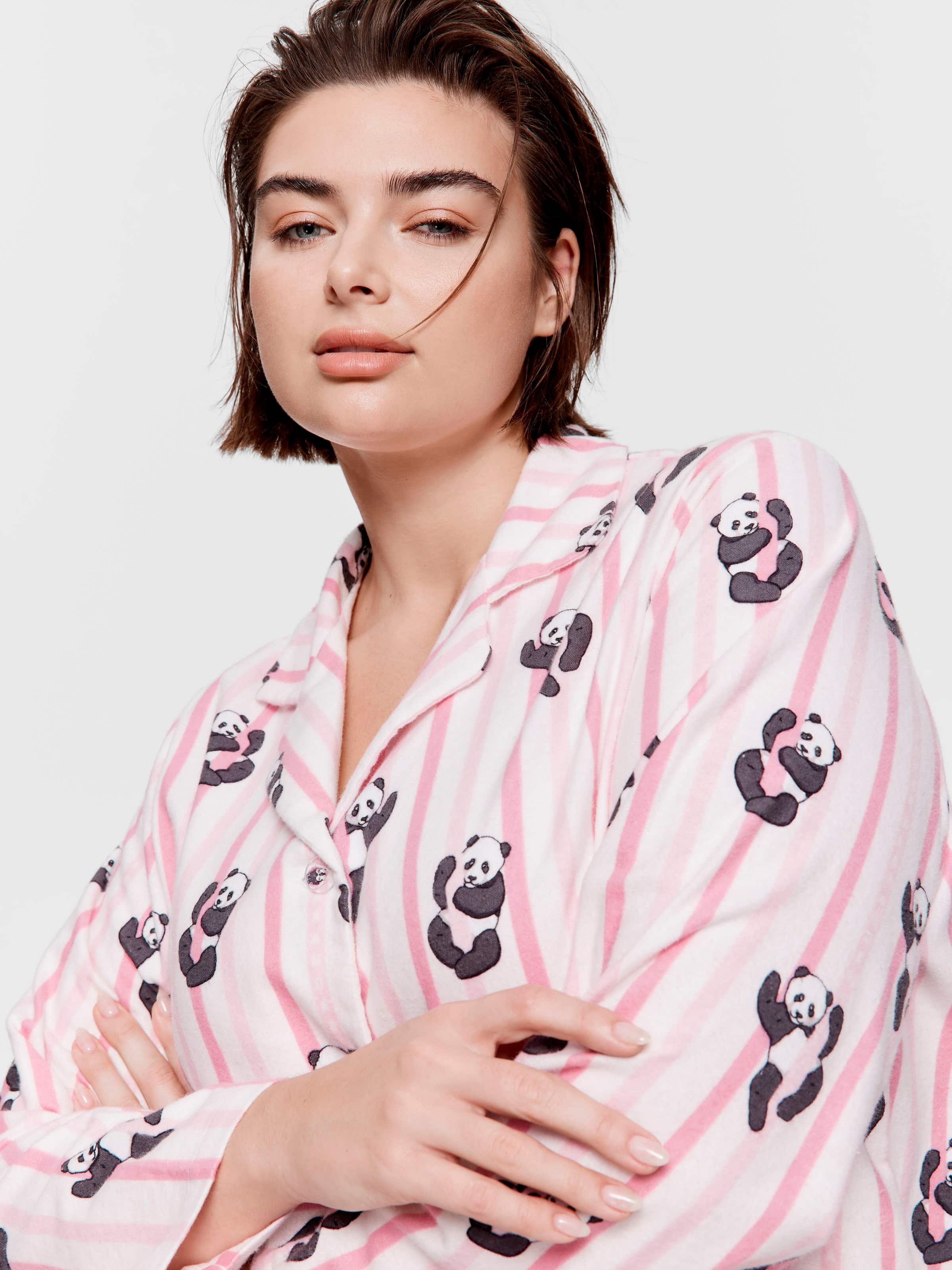 P.A. Plus Panda Stripe Classic Flannelette Pj Set