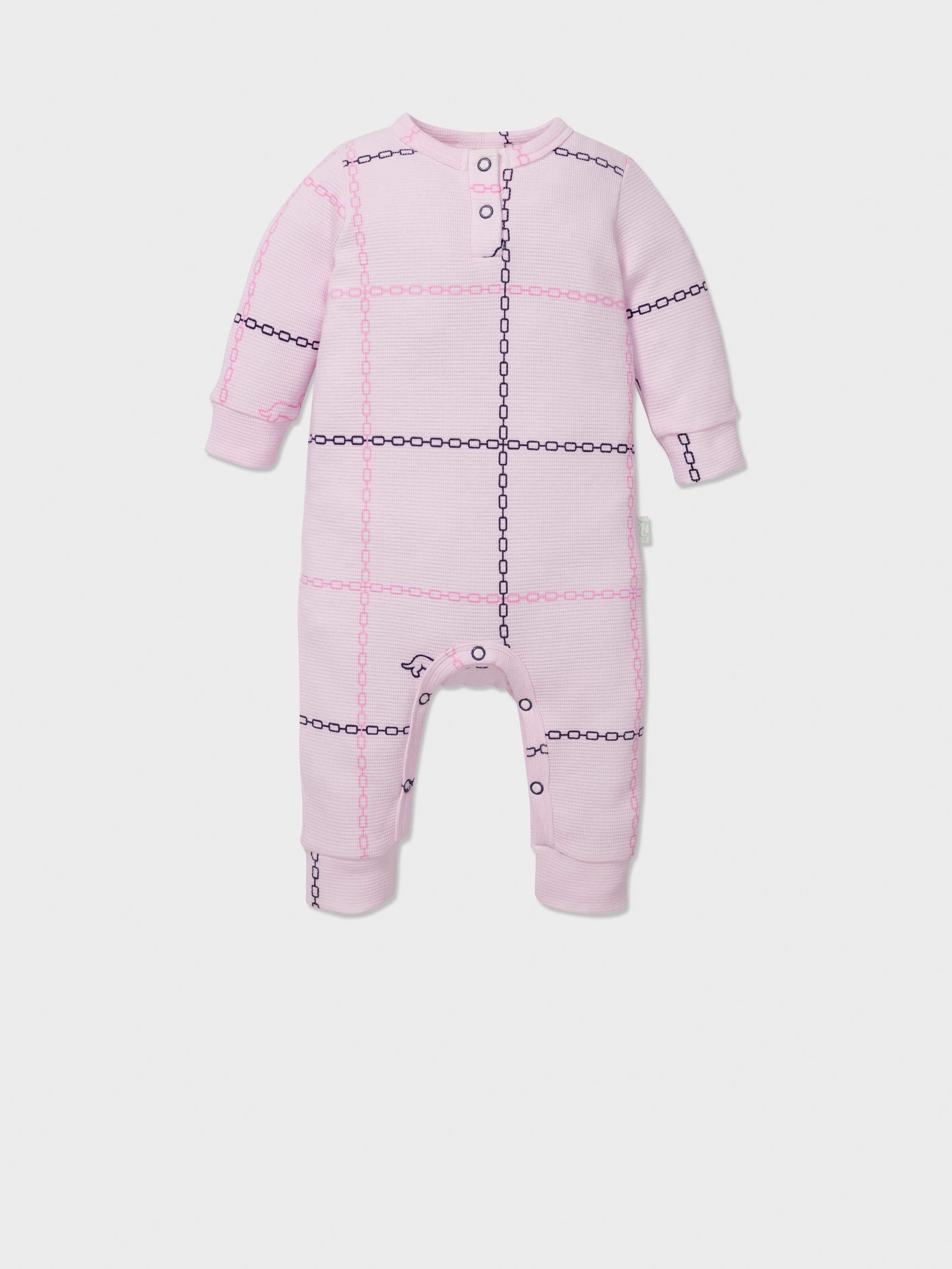 Baby Pink Check Waffle Romper