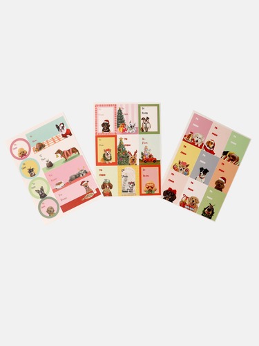 Christmas Dog Gift Tag Stickers                                                                                                 